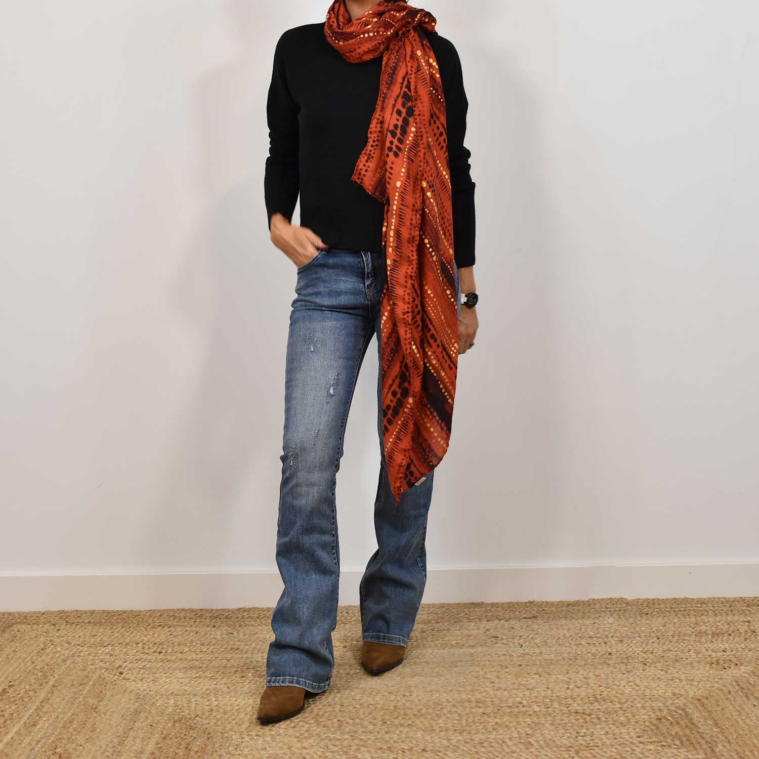 Red glitter printed scarf