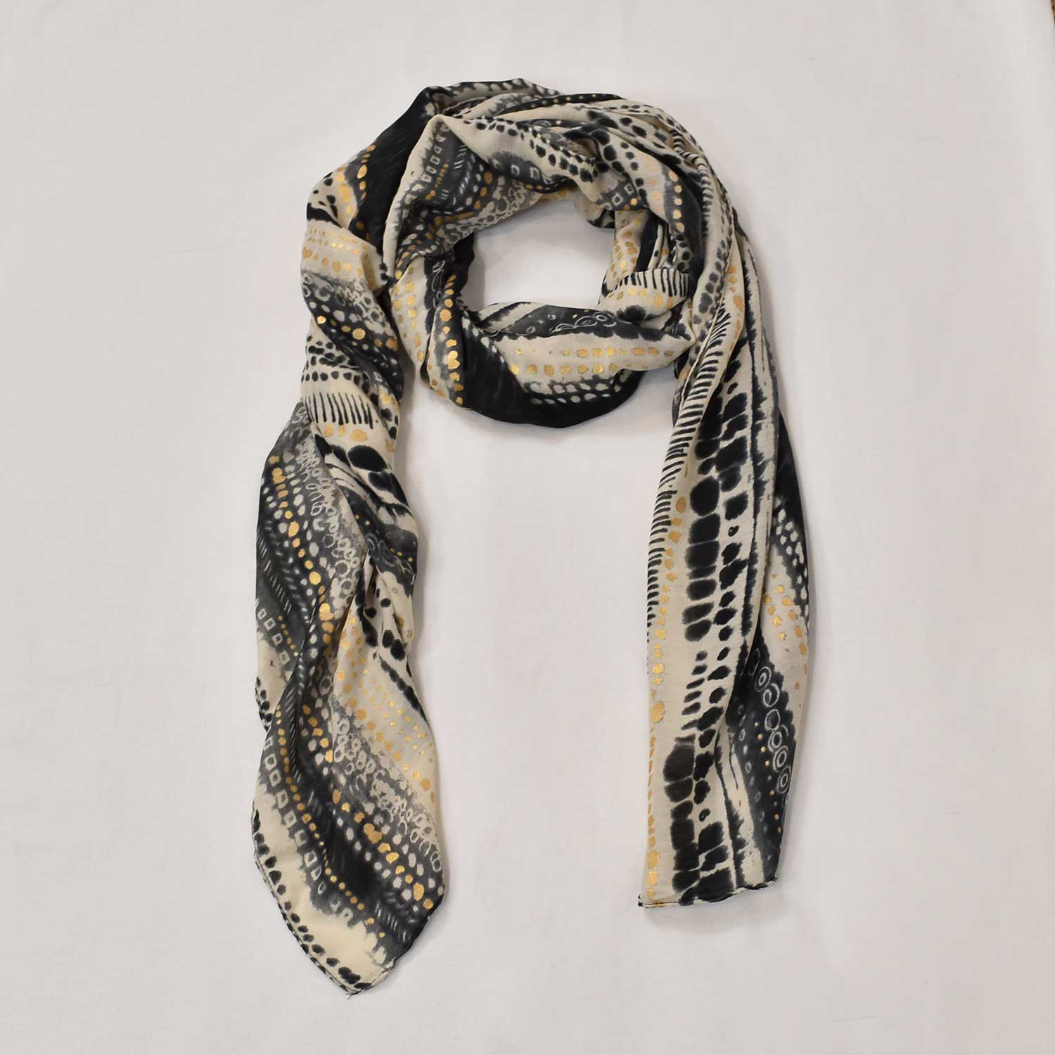 Beige glitter printed scarf