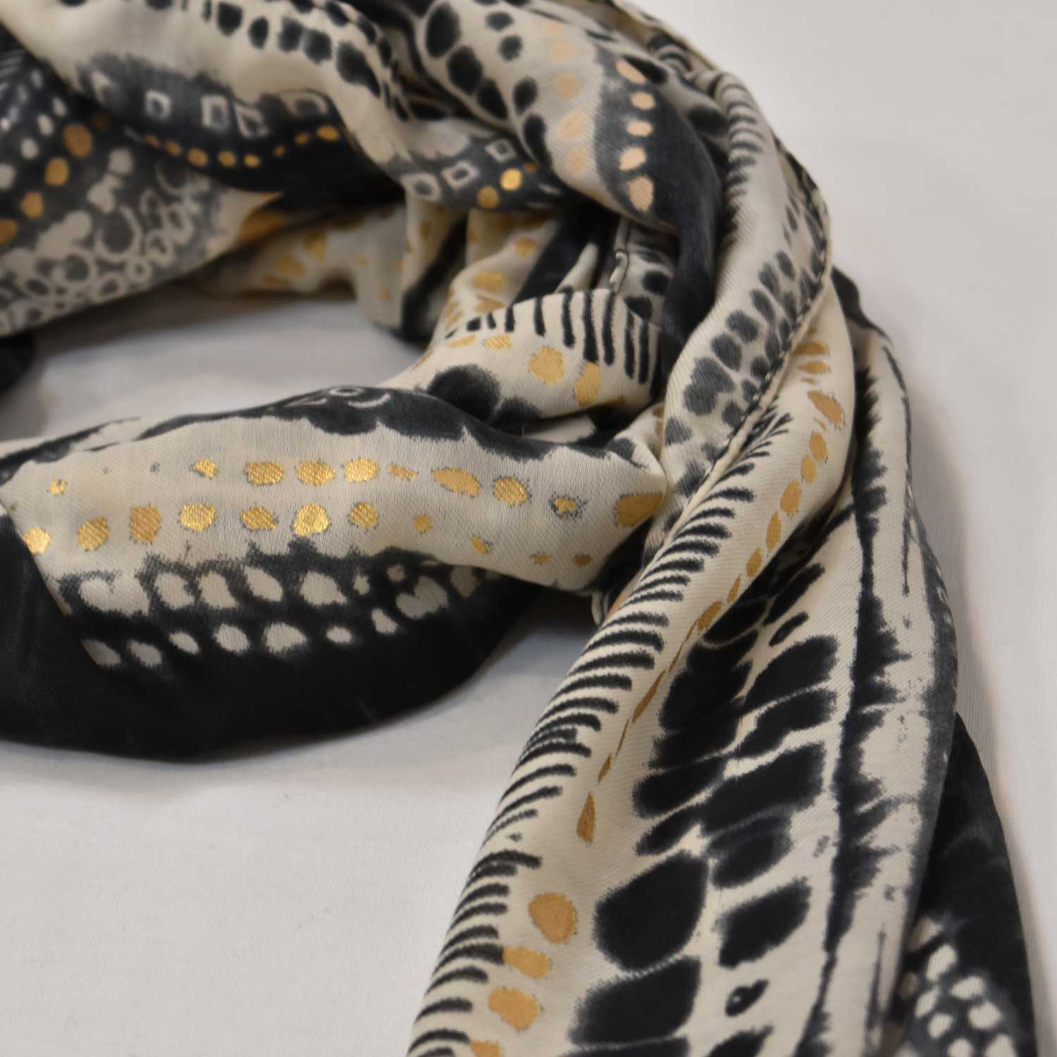 Beige glitter printed scarf