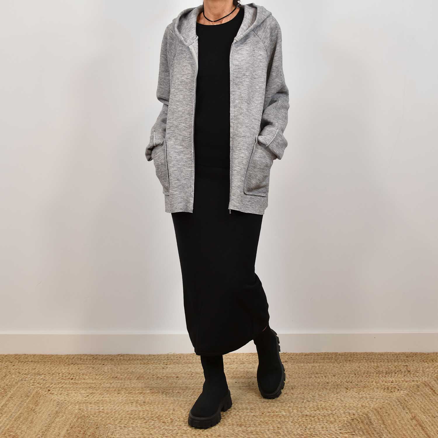 Cardigan gris zippé