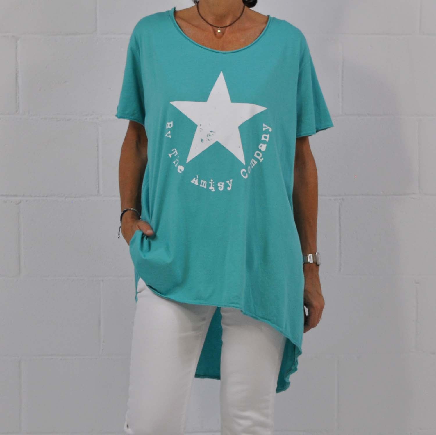 T-shirt asymétrique Amisy turquoise