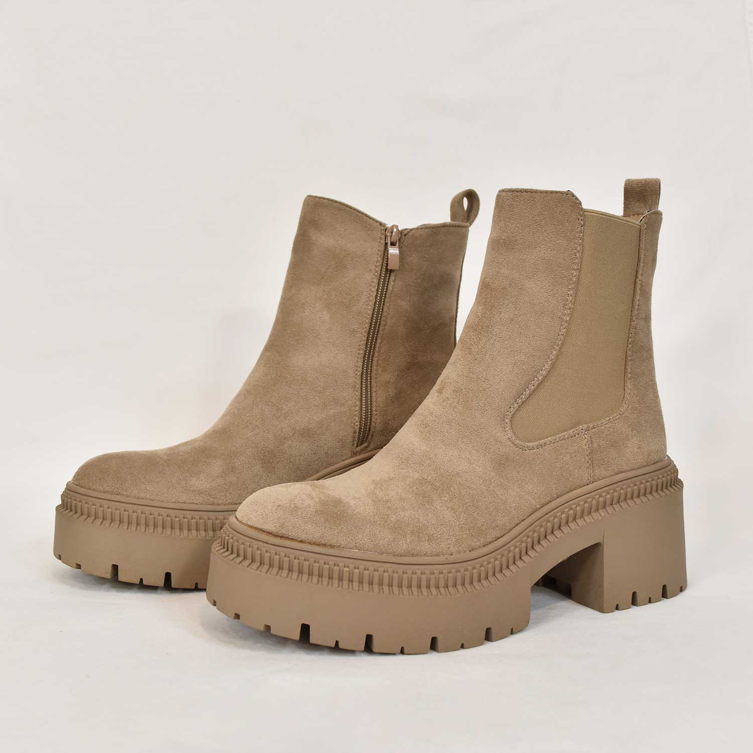 Taupe elastic boot