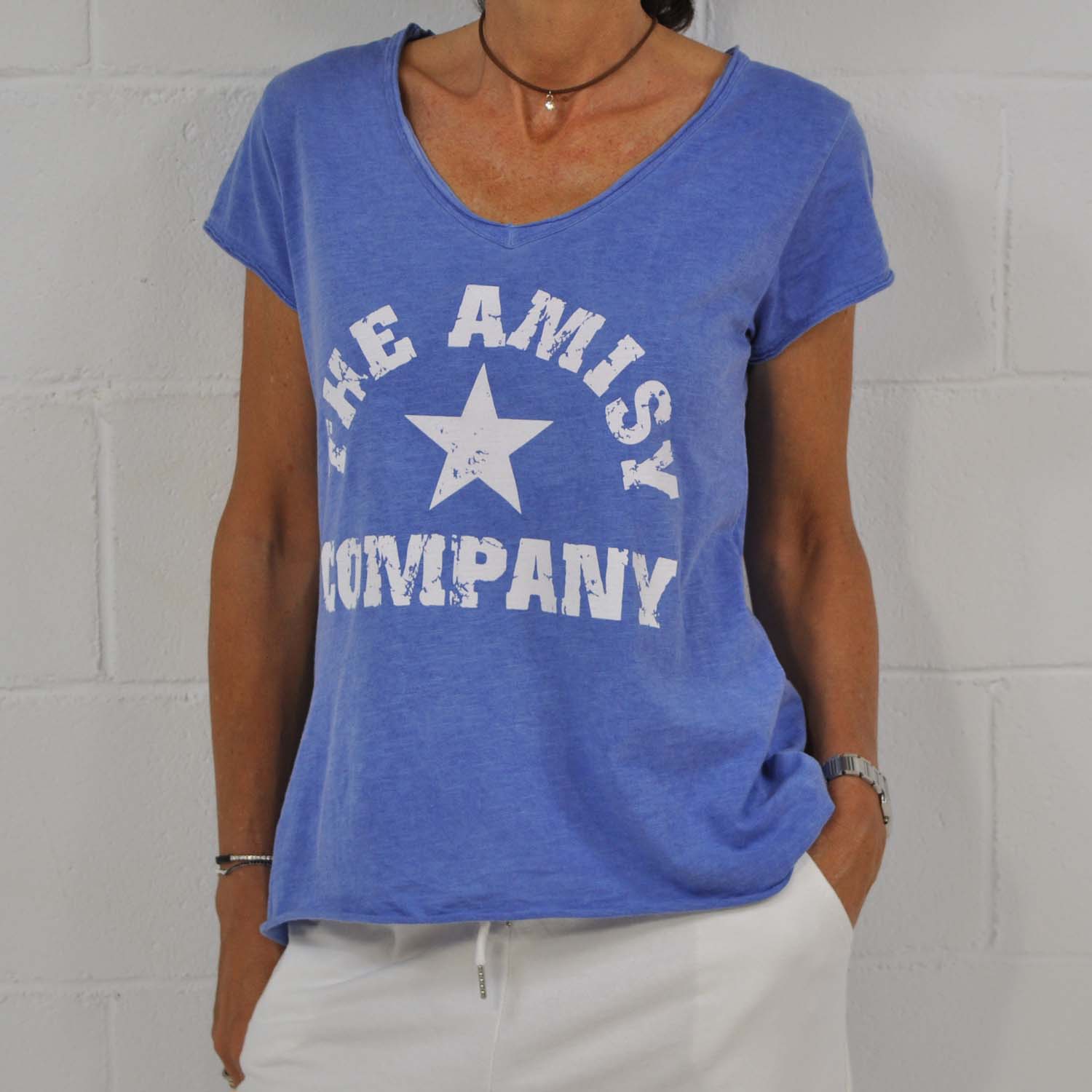 T-shirt V Amisy bleu