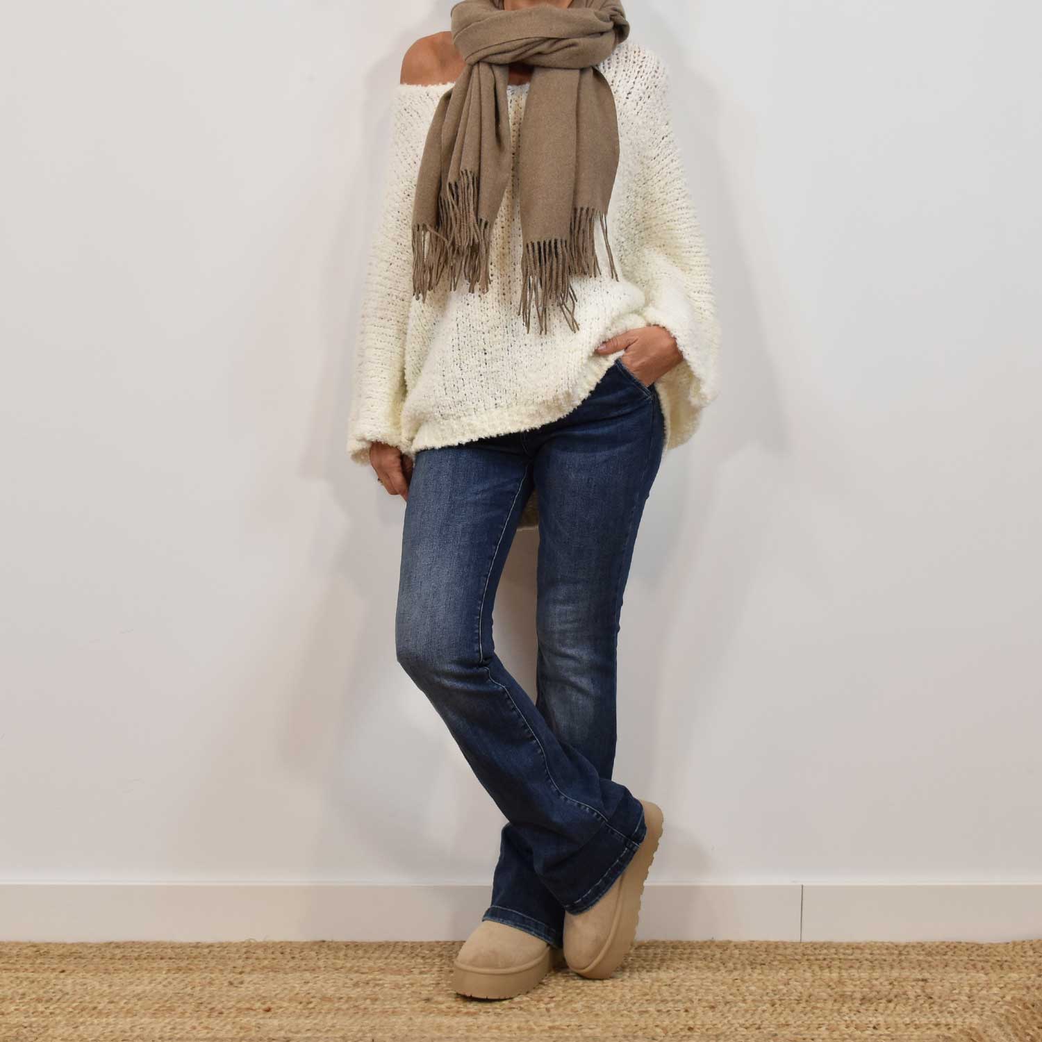 Taupe cashmere foulard