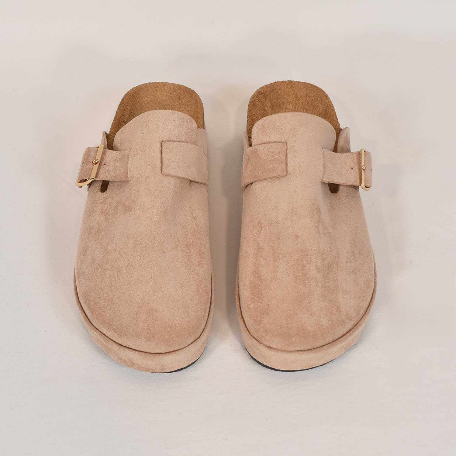 Beige platform clog