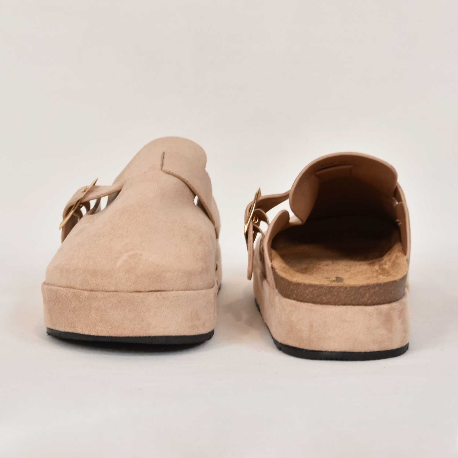 Beige platform clog