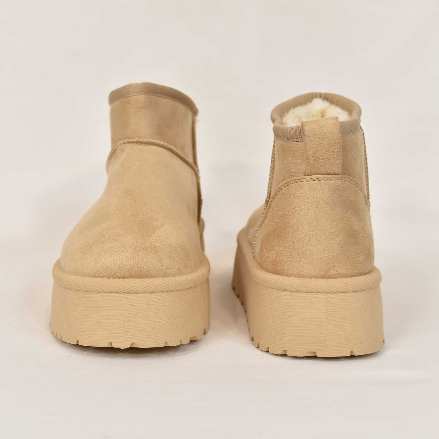 Beige lined mini bootie