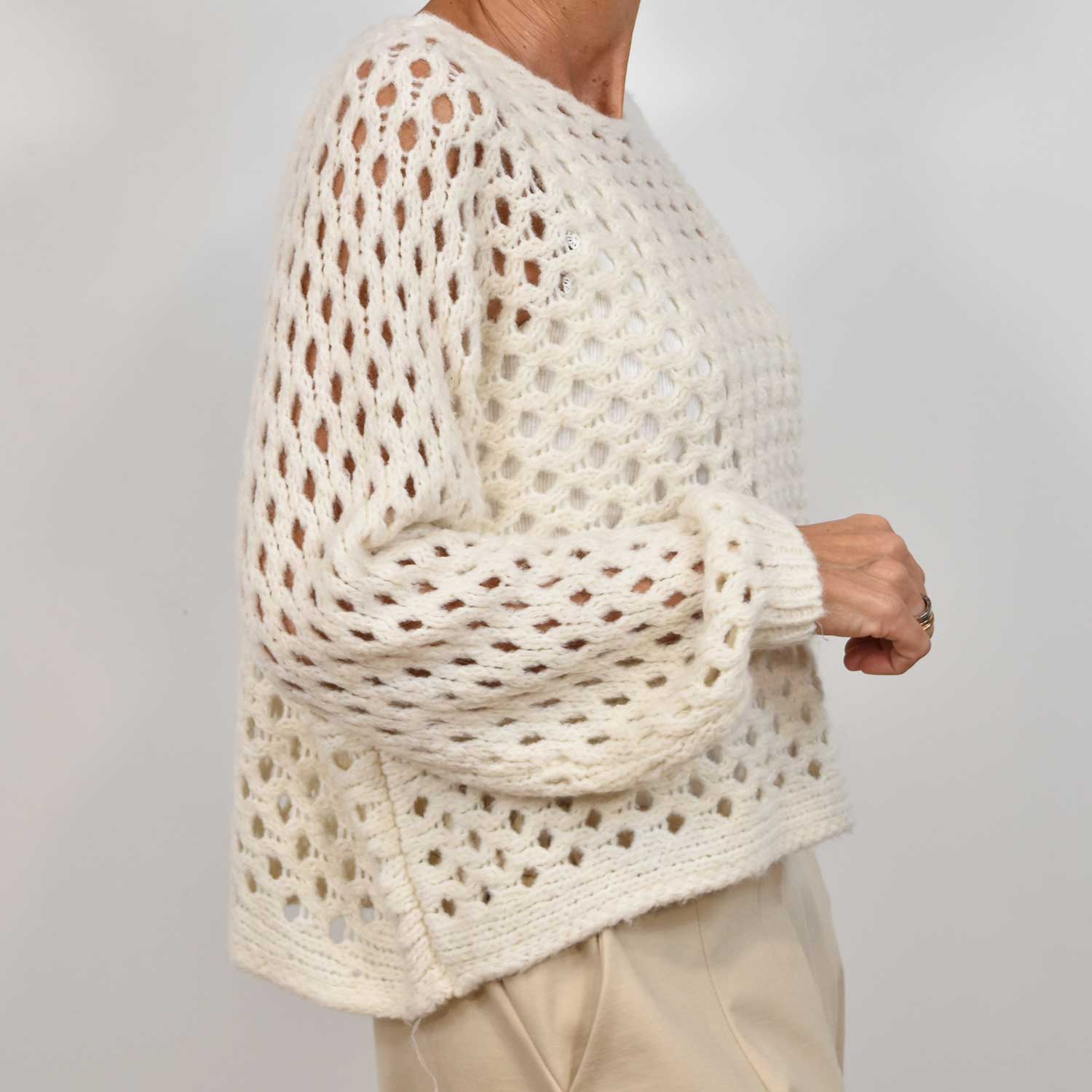 Beige openwork sweater