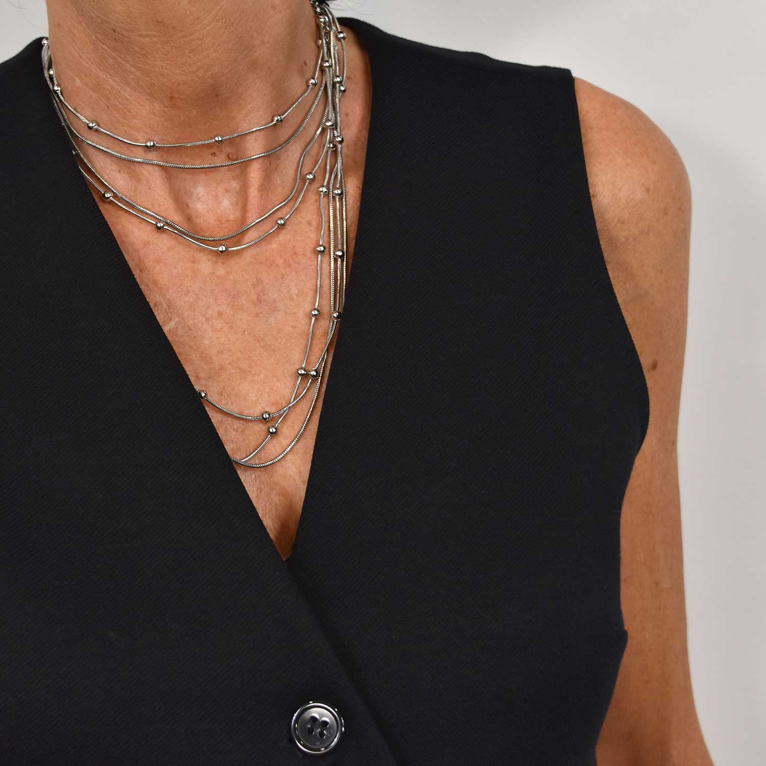 Silver ball chains necklace