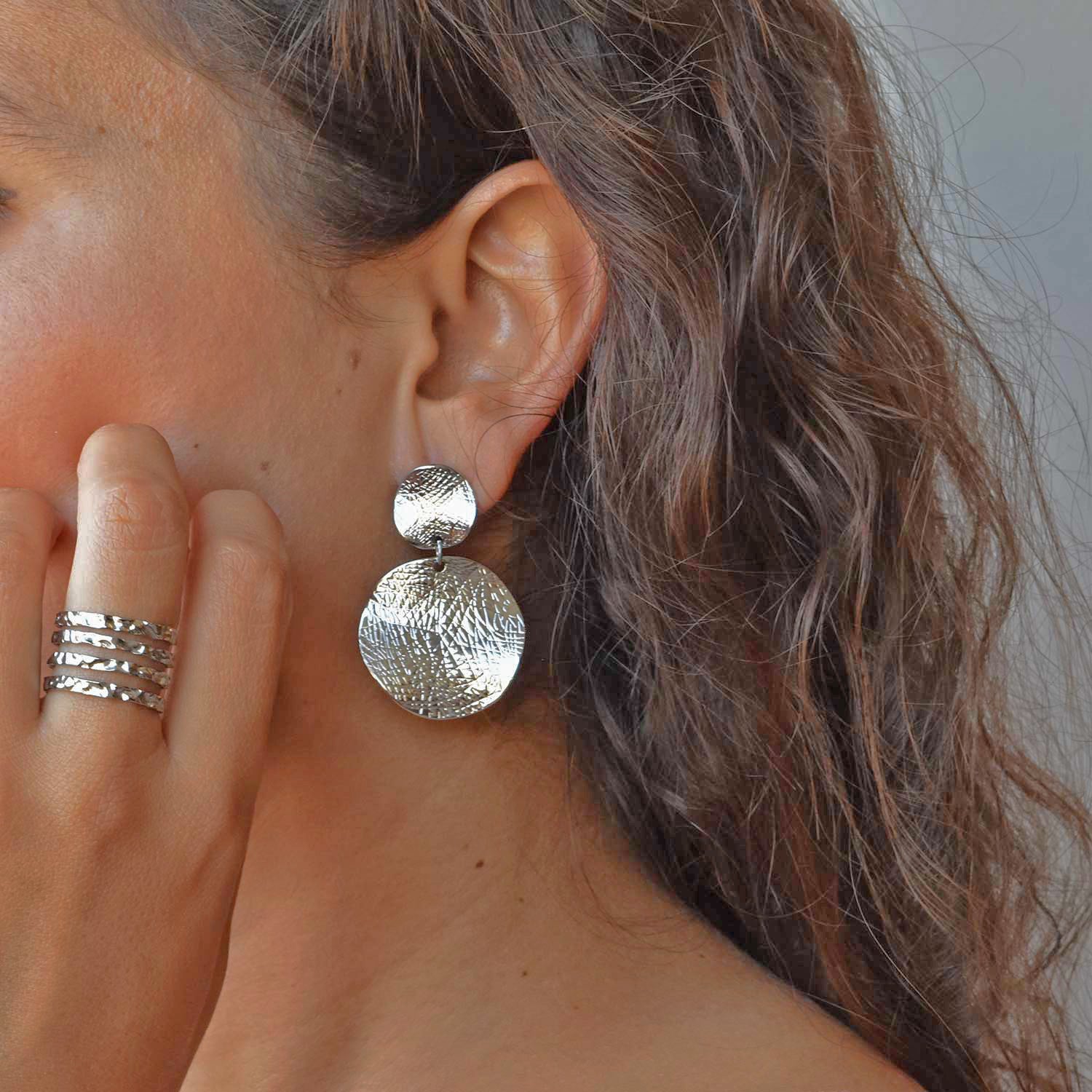 Bague à cercles plaquée argent