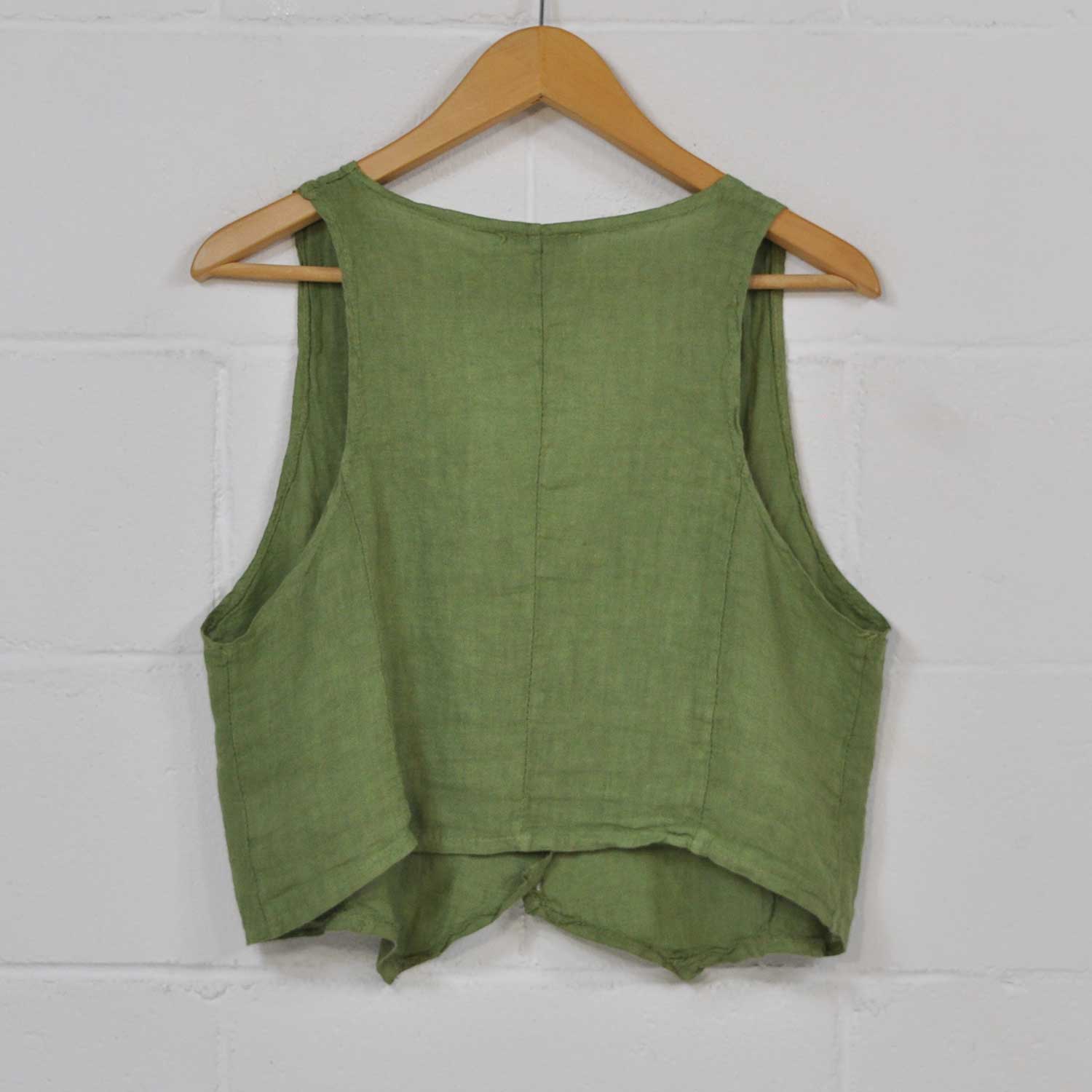 Green linen vest
