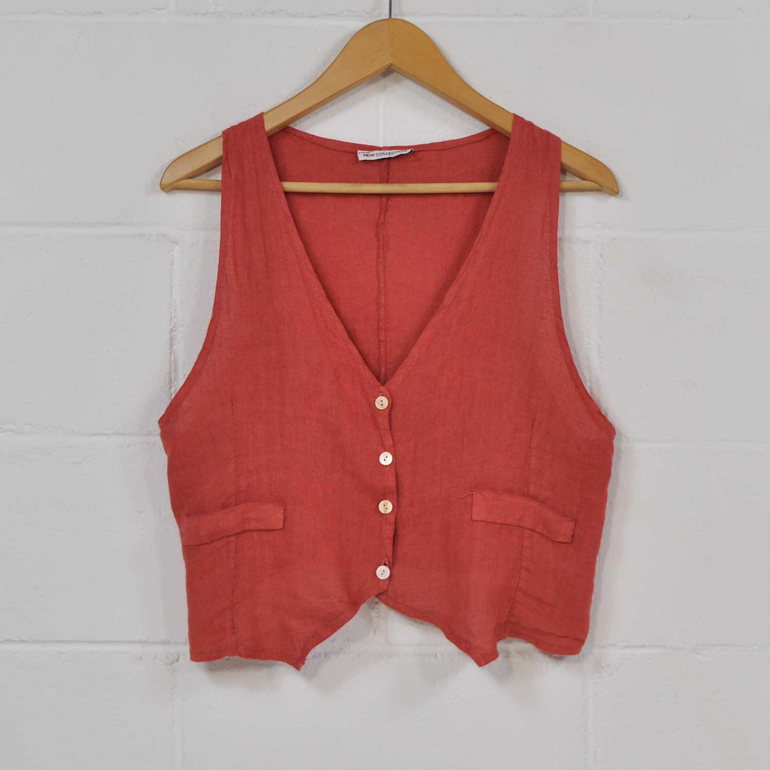 Red linen vest