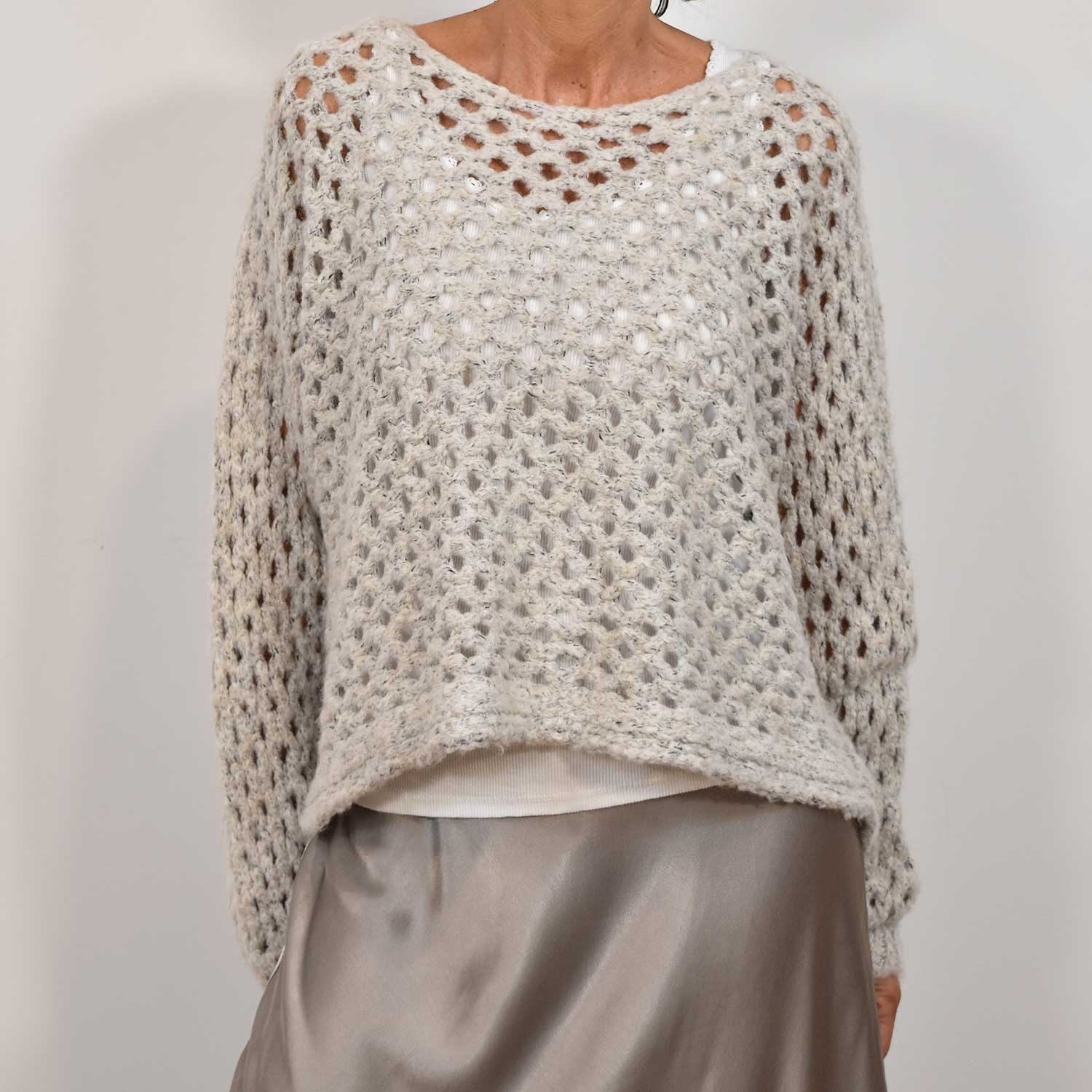 Grey openwork sweater