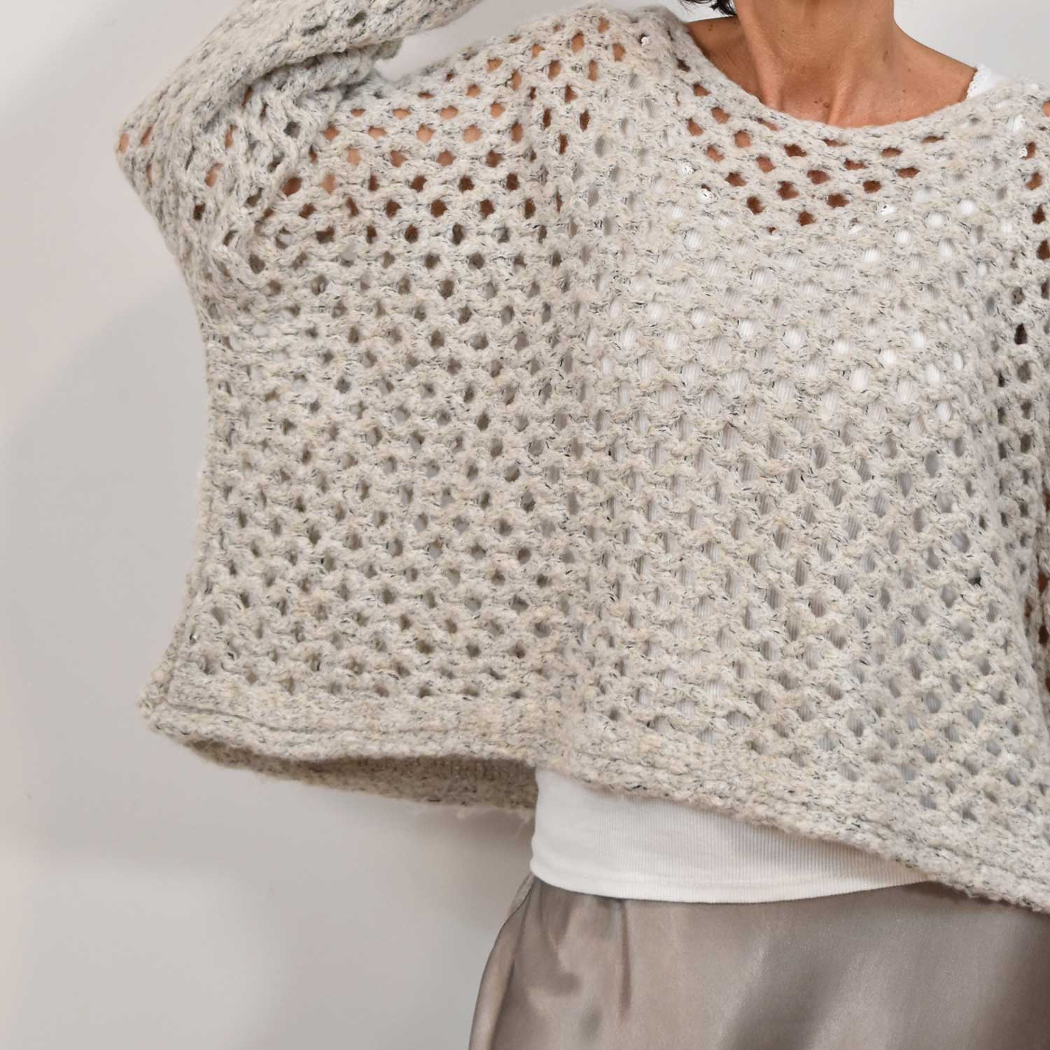 Grey openwork sweater