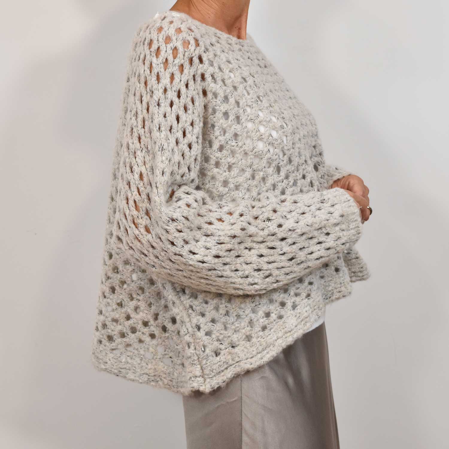 Grey openwork sweater