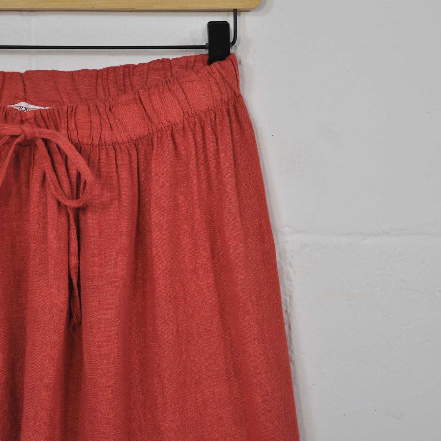 Red wide linen pants