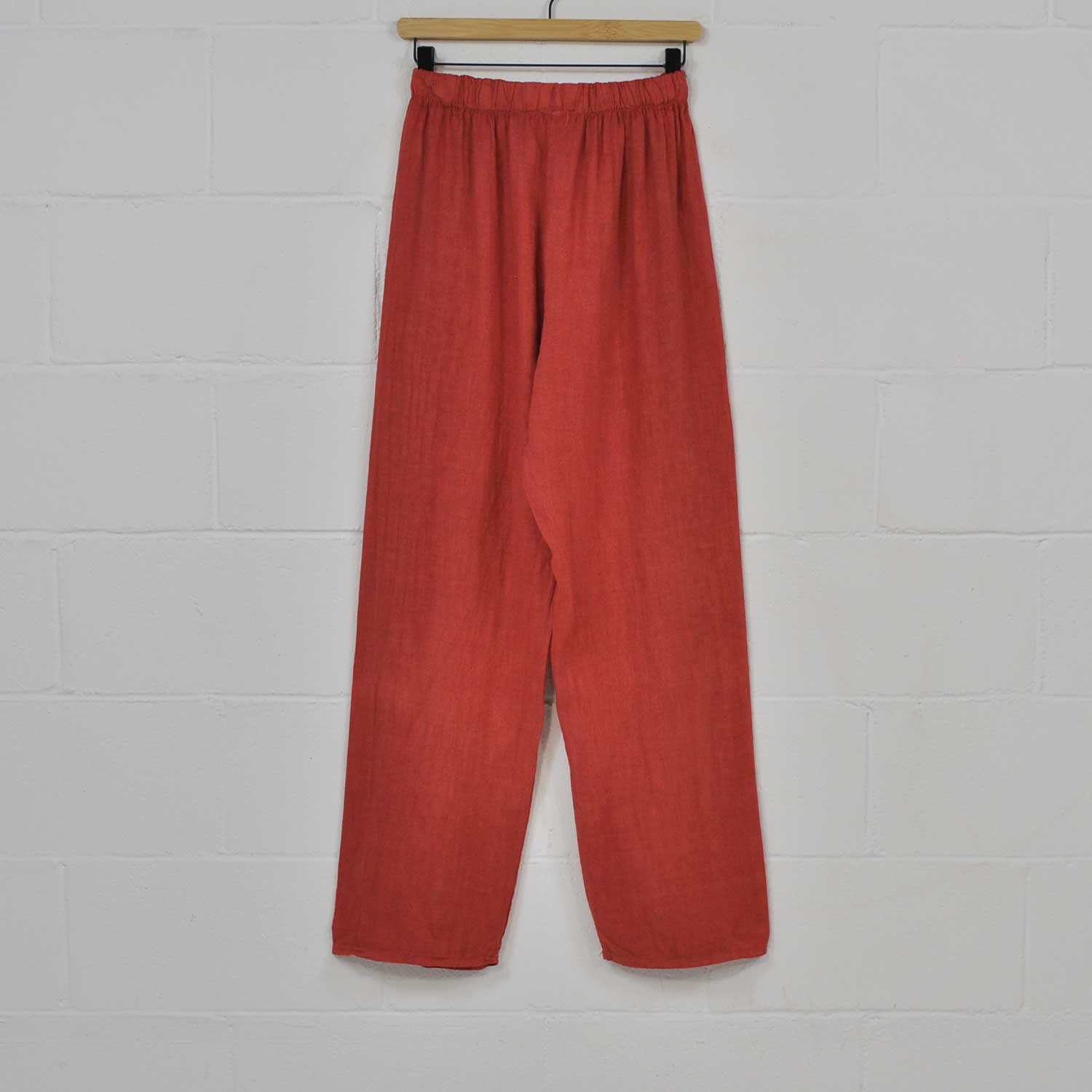 Red wide linen pants