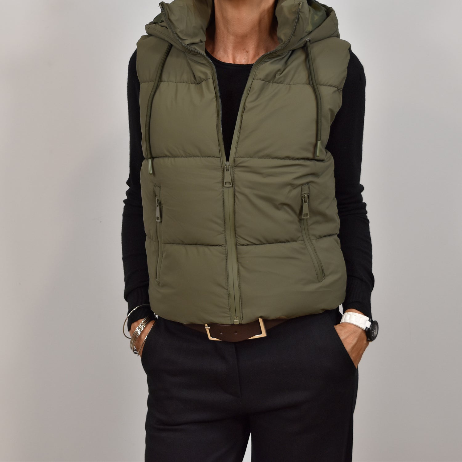 Kaki puffy vest