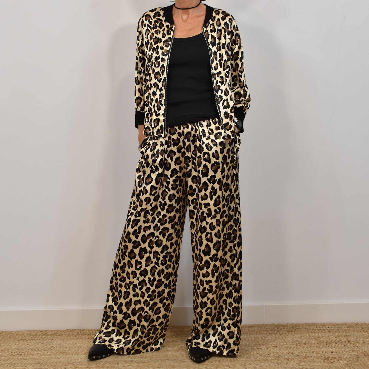 Leopard satin pants