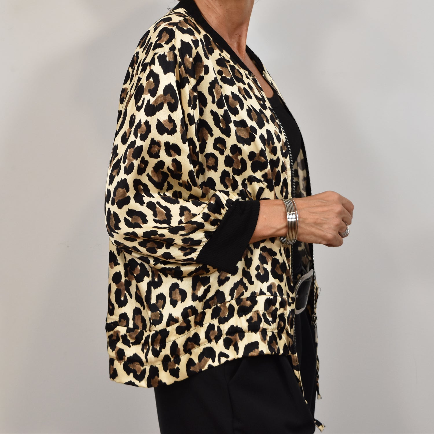 Leopard satin jacket