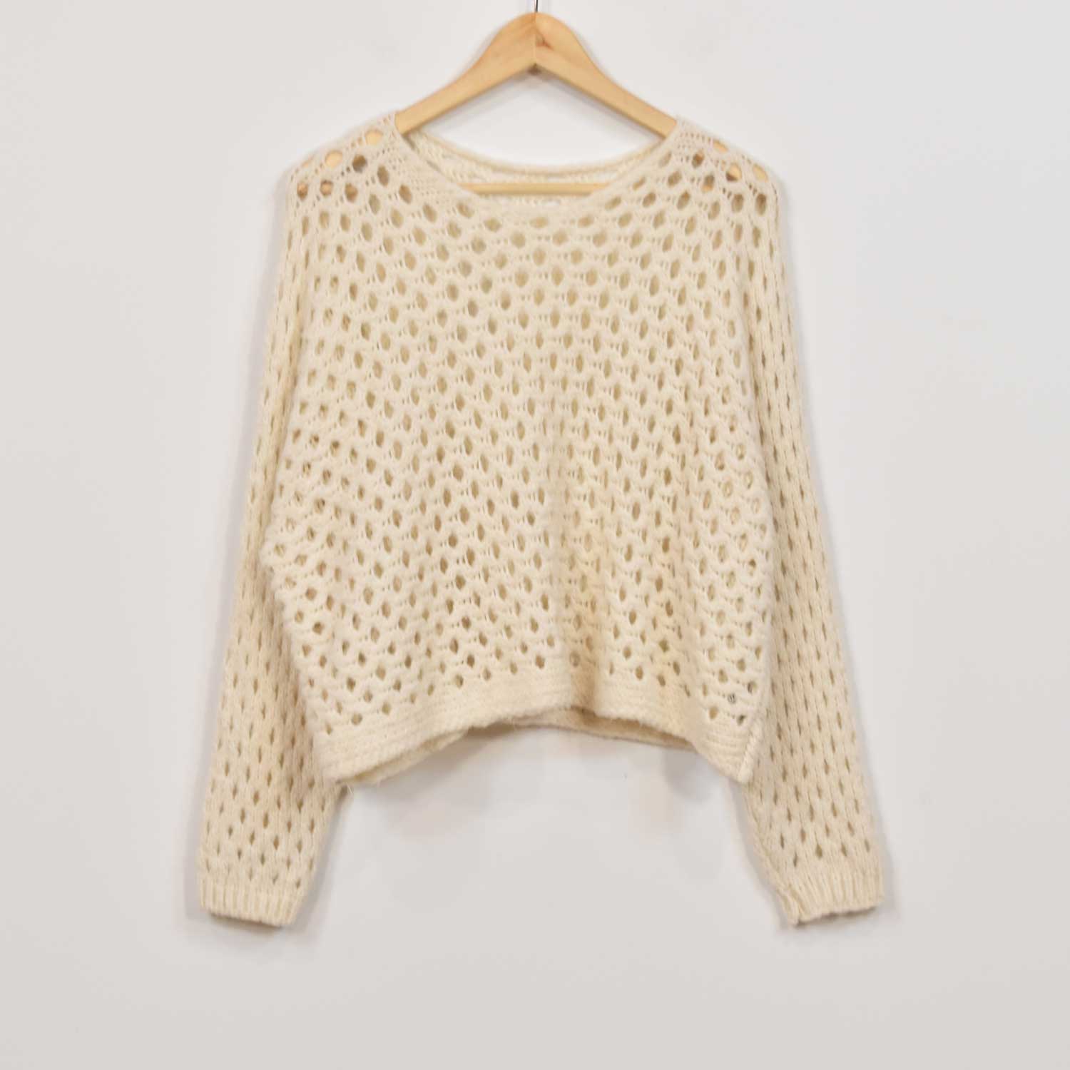 Pull ajouré beige