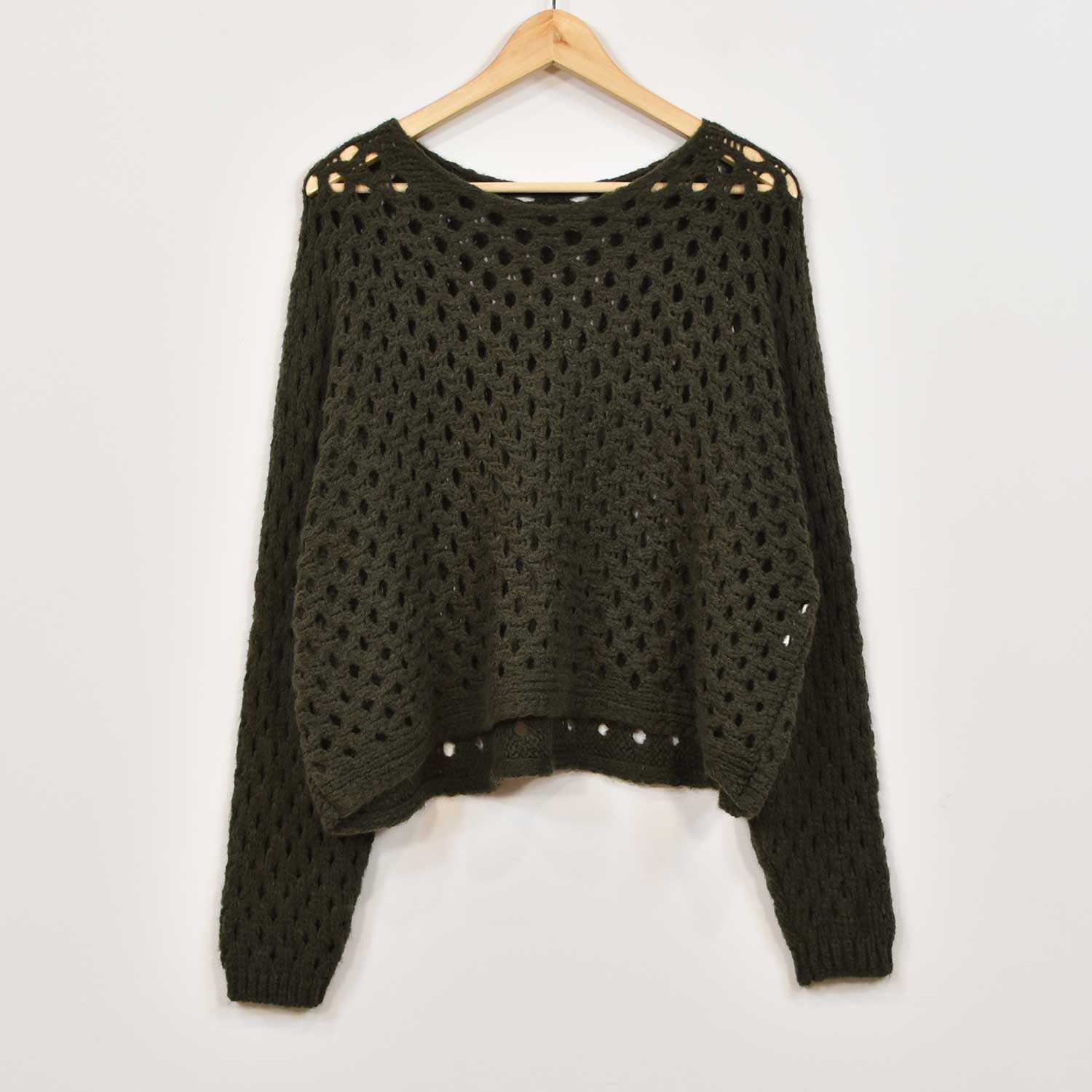 Kaki openwork sweater