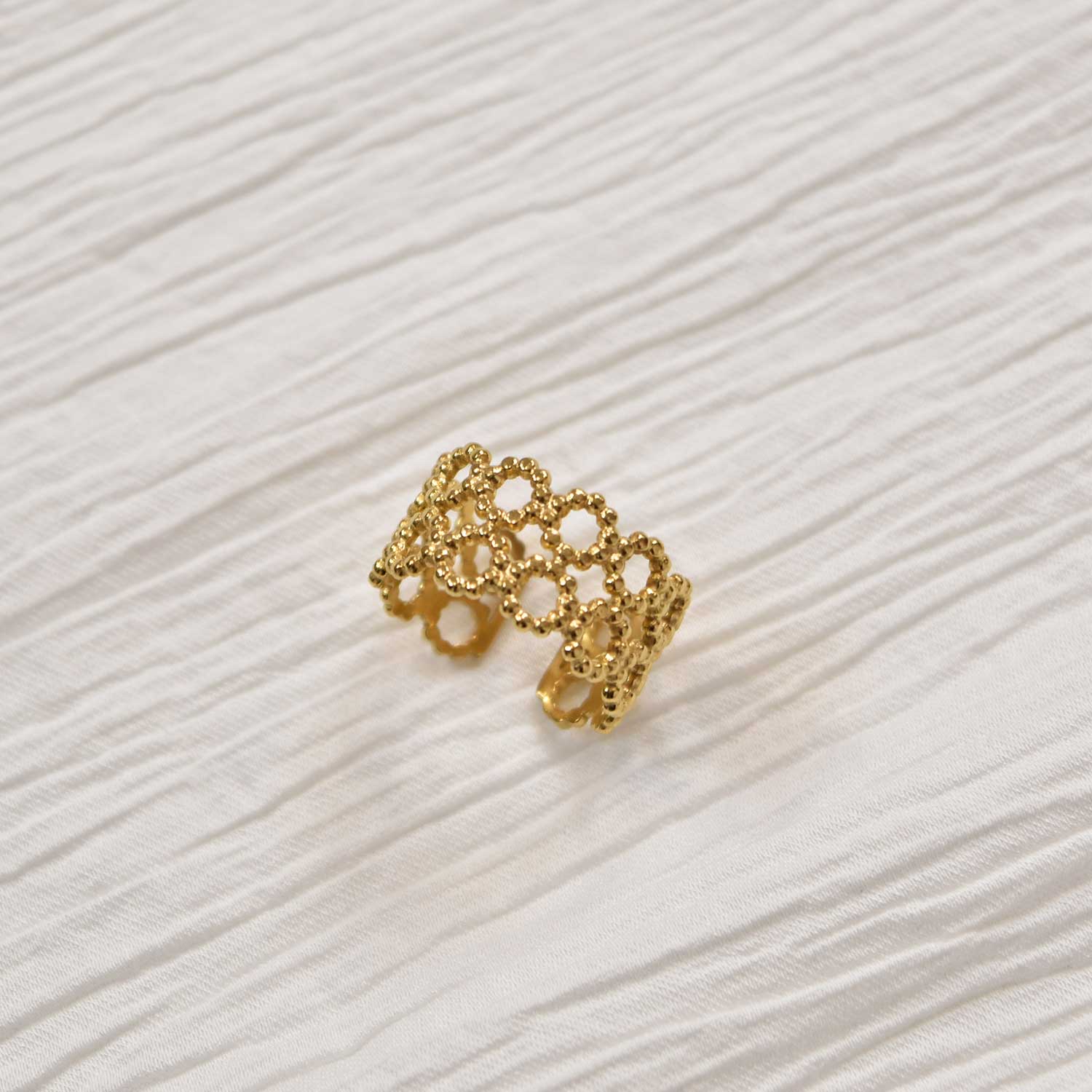 Golden plated circles ring