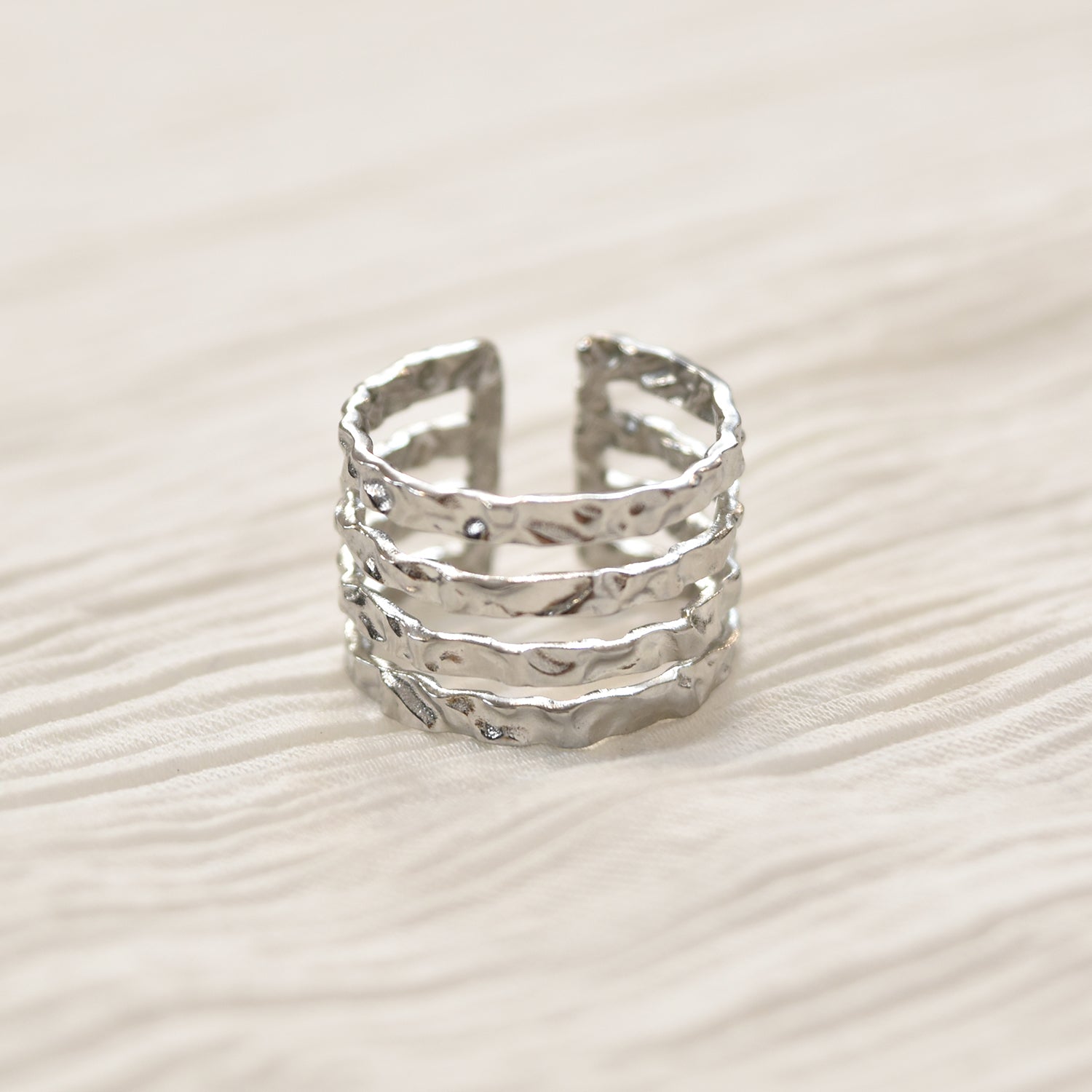 Silver textured ring