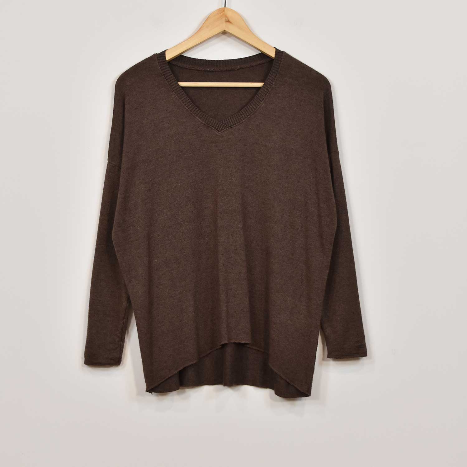 Brown ribbed knit sweater