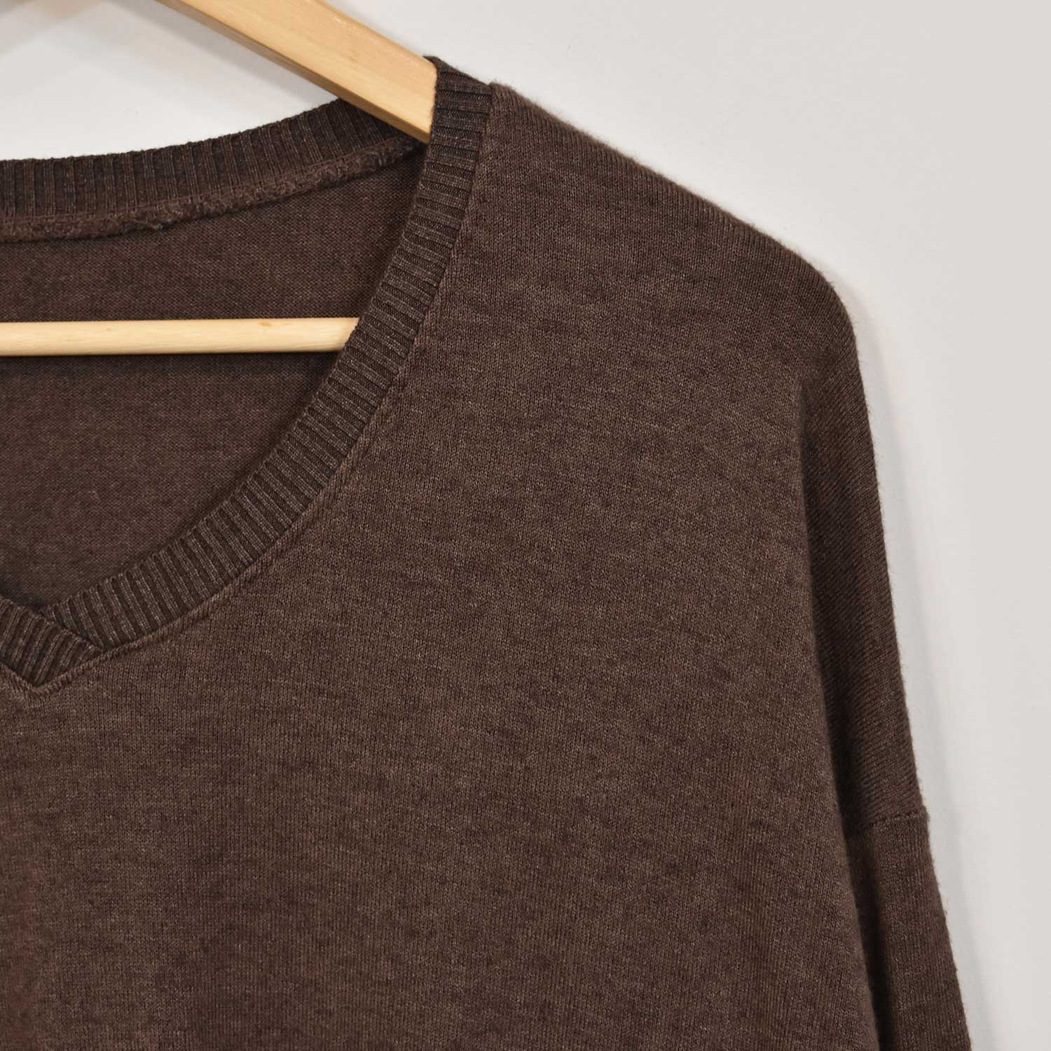 Brown ribbed knit sweater