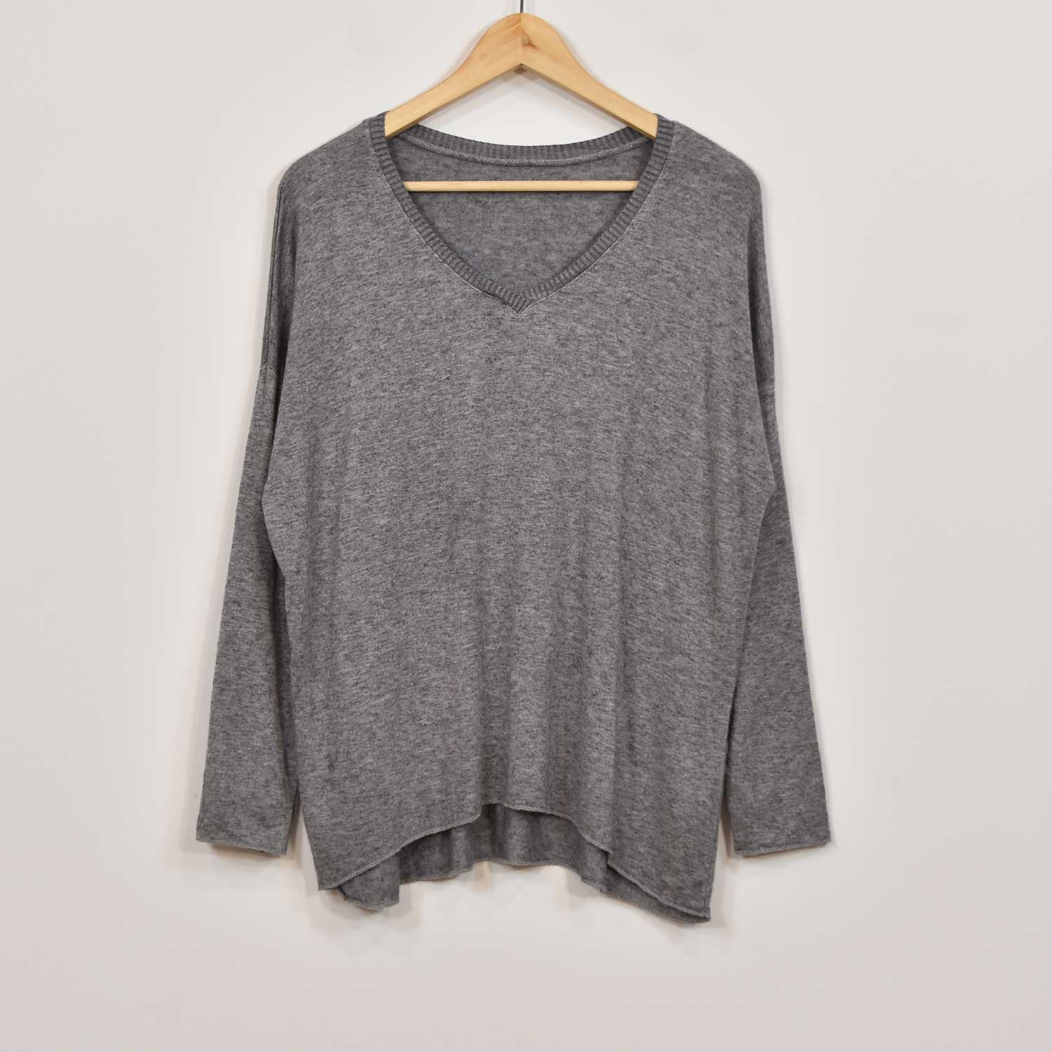 Grey ribbed knit sweater