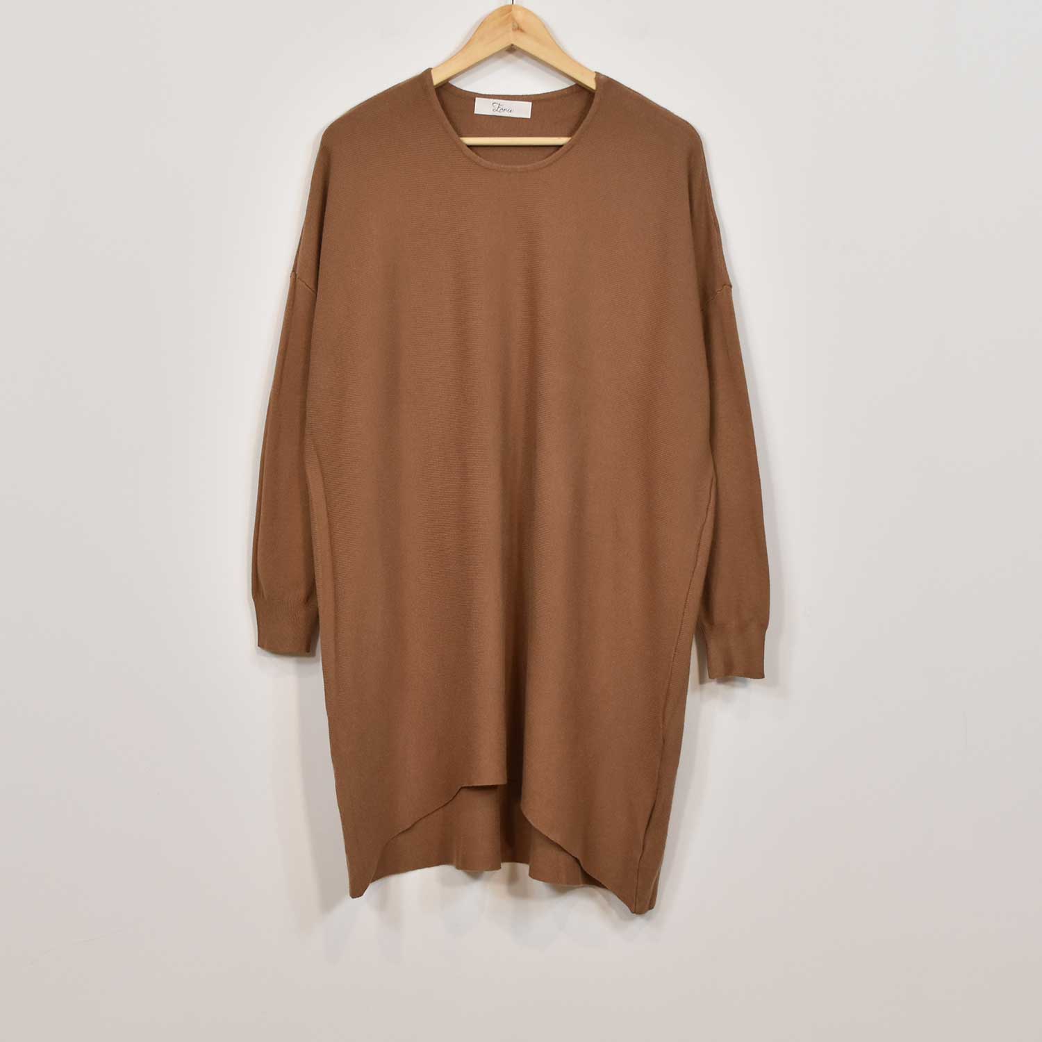 Brown knit plain dress