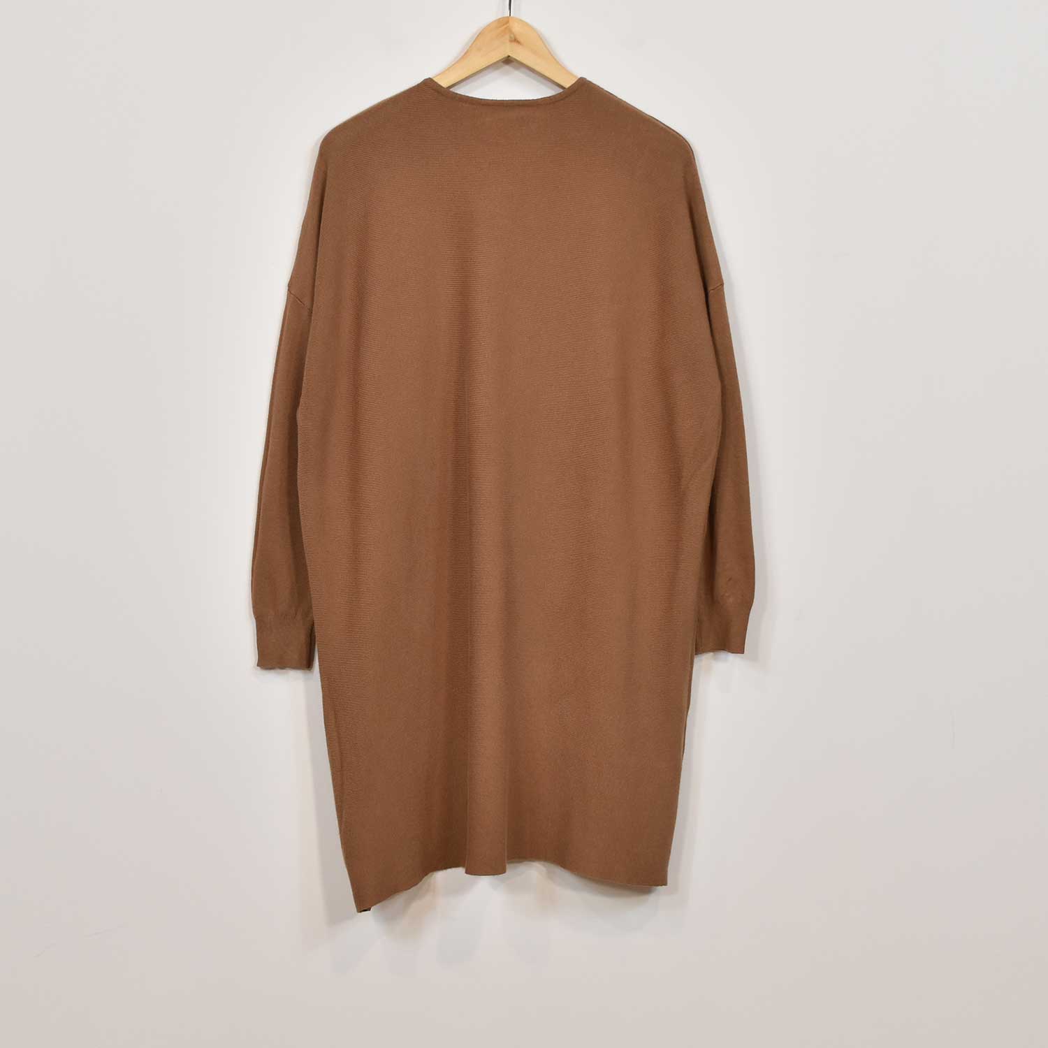 Brown knit plain dress