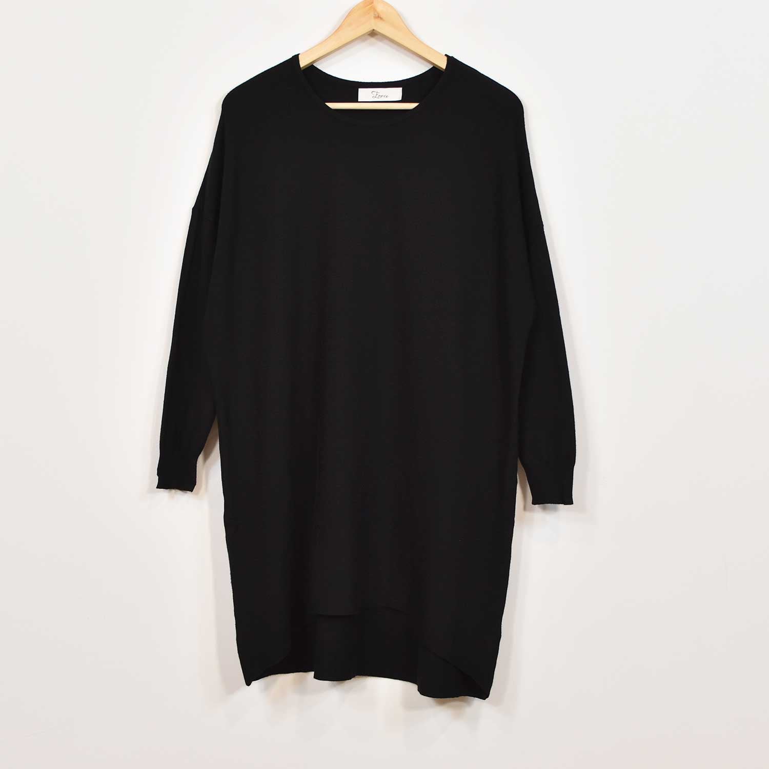 Black knit plain dress