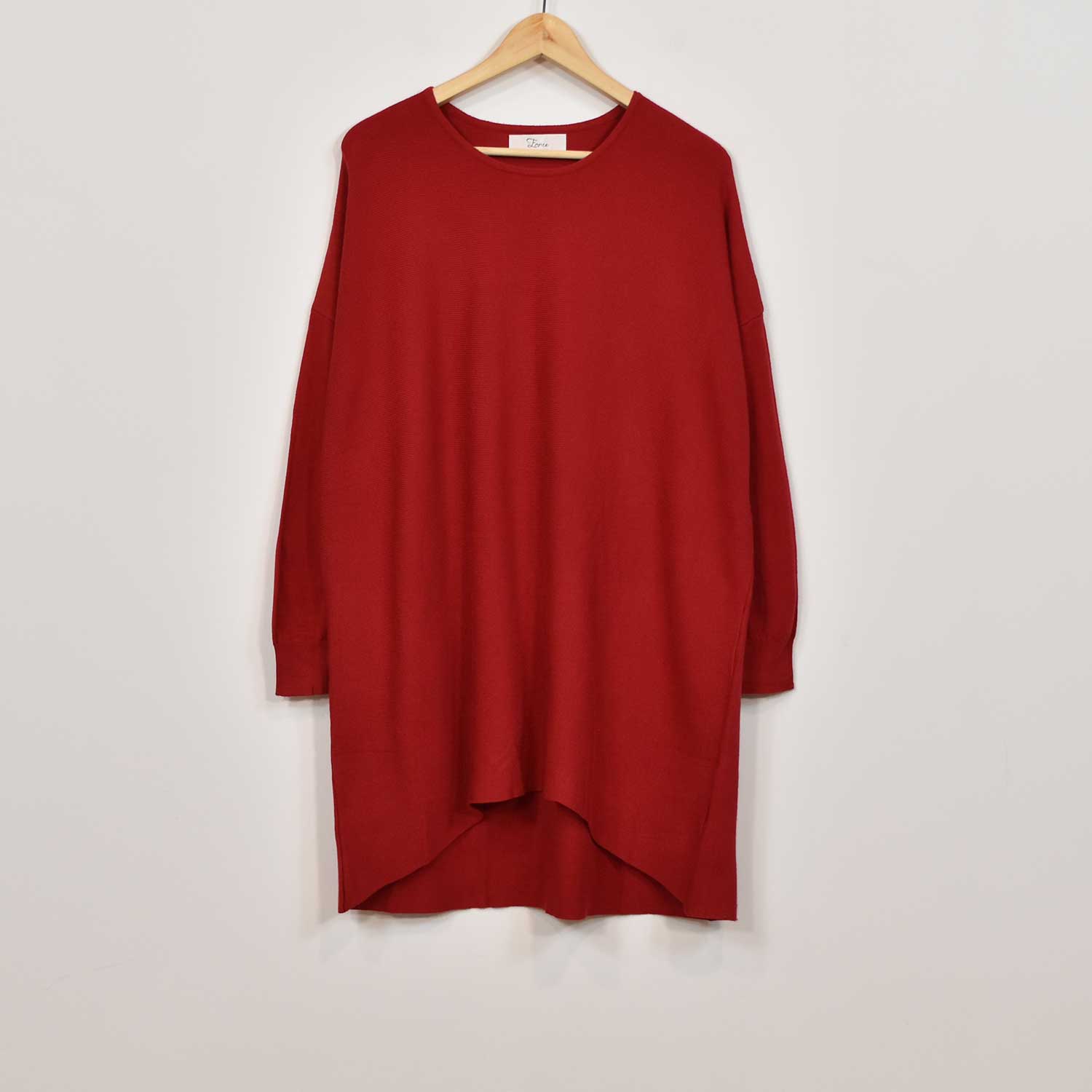 Red knit plain dress