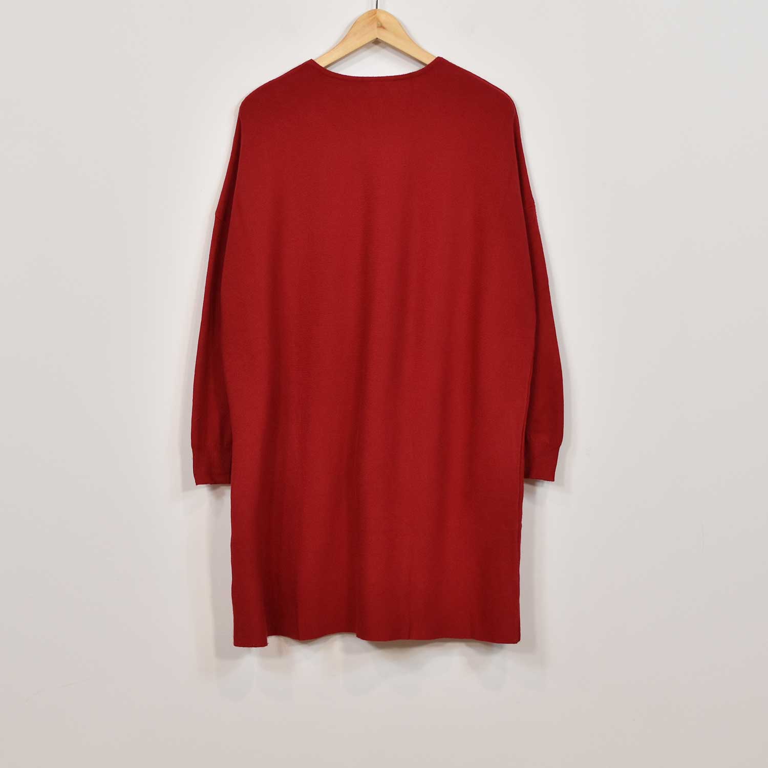 Red knit plain dress