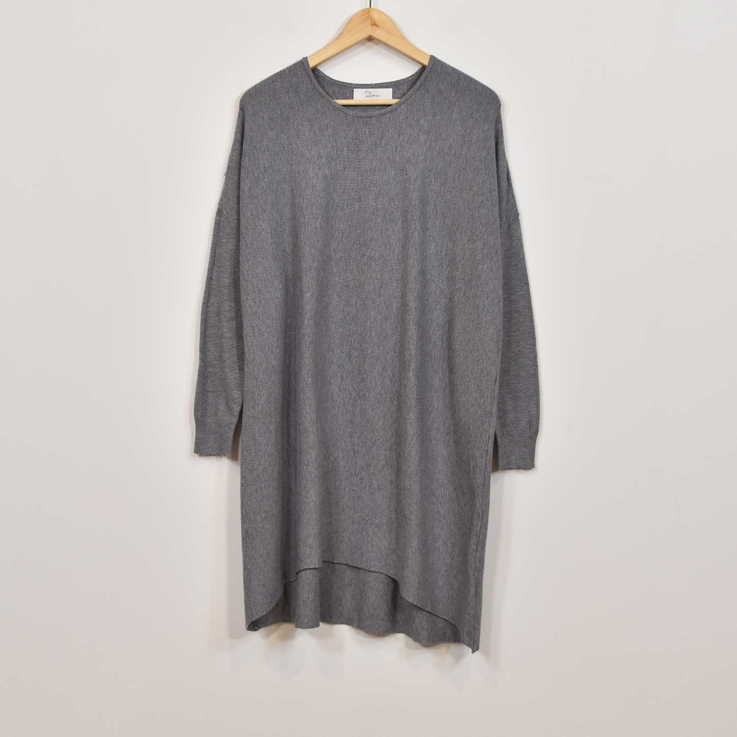 Grey knit plain dress