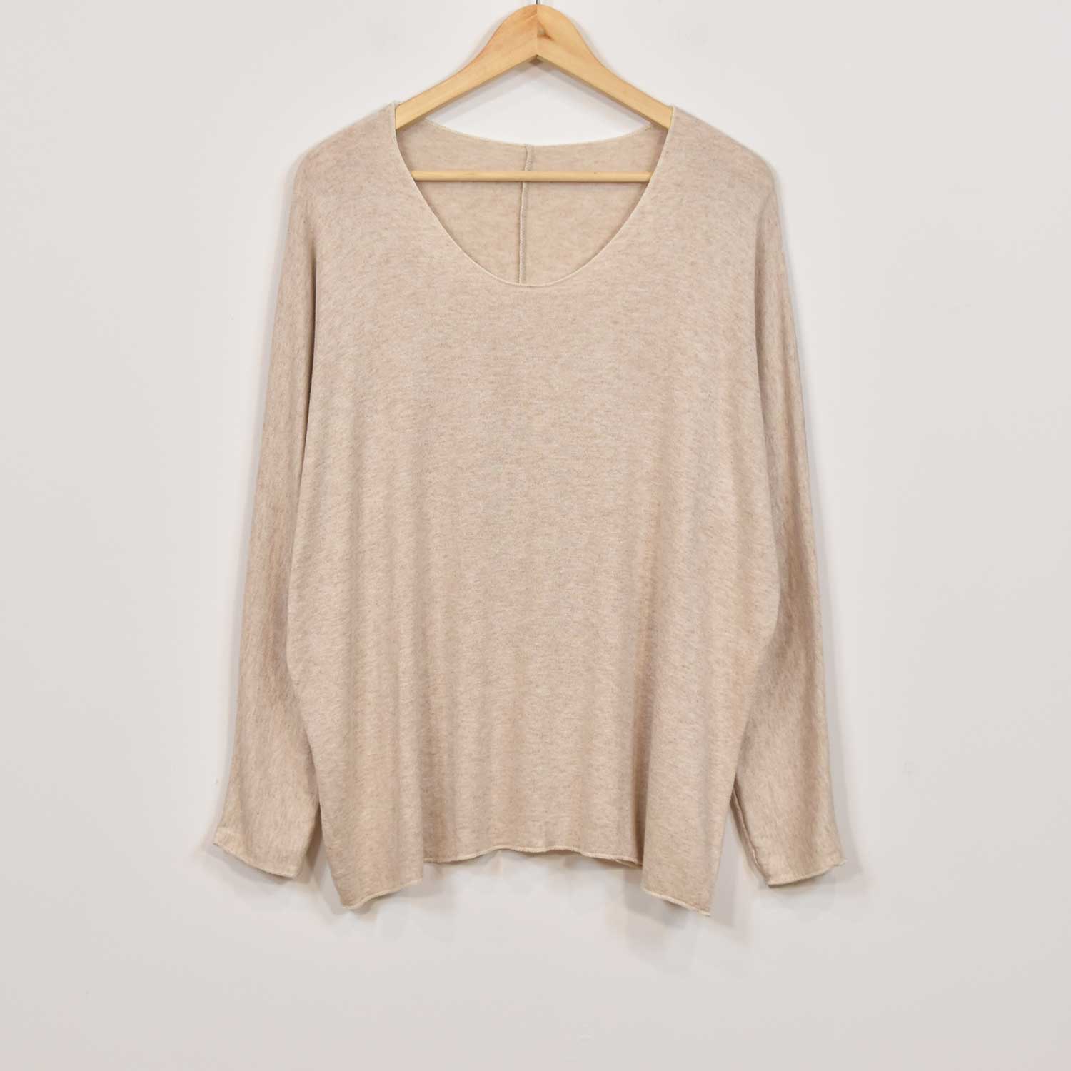 Pull à coutures en tricot beige