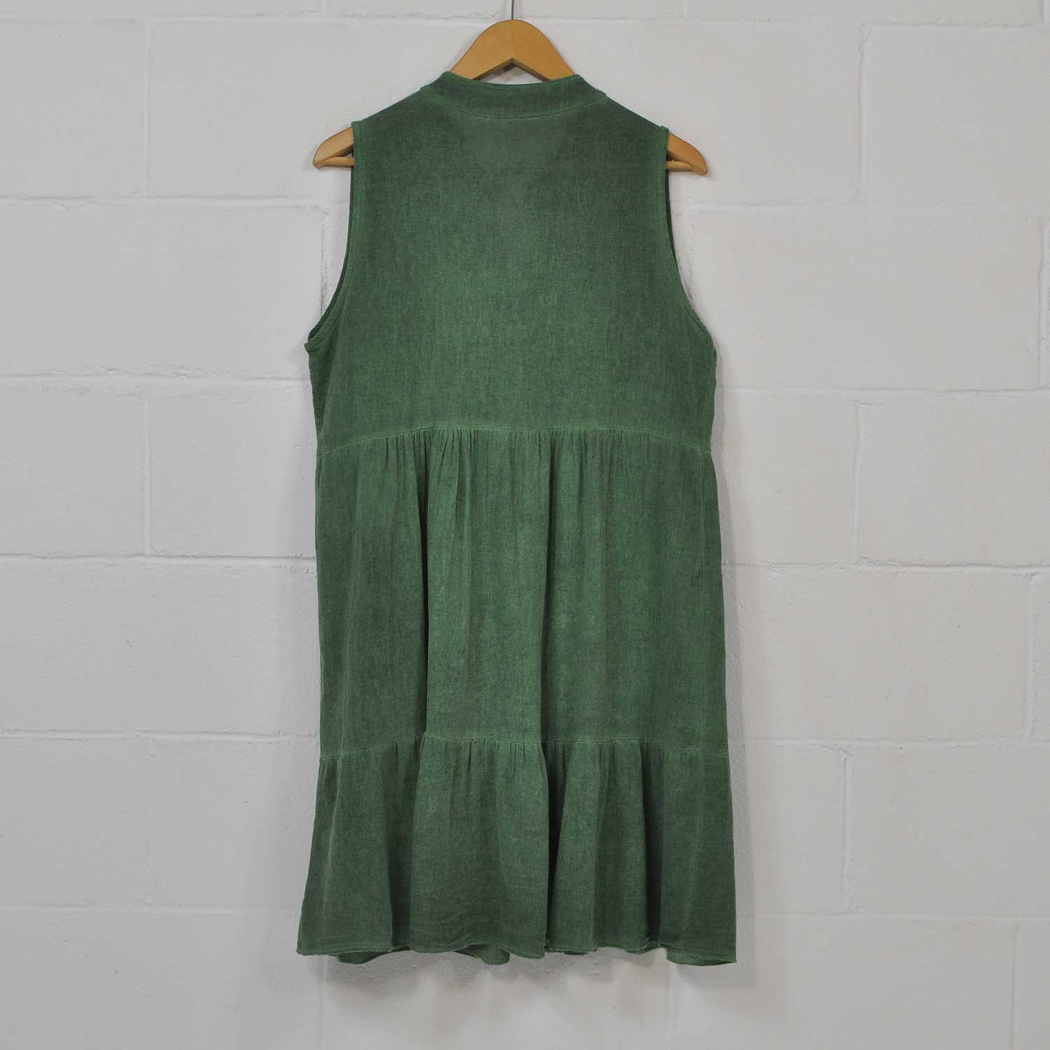 Green ruffles cotton dress