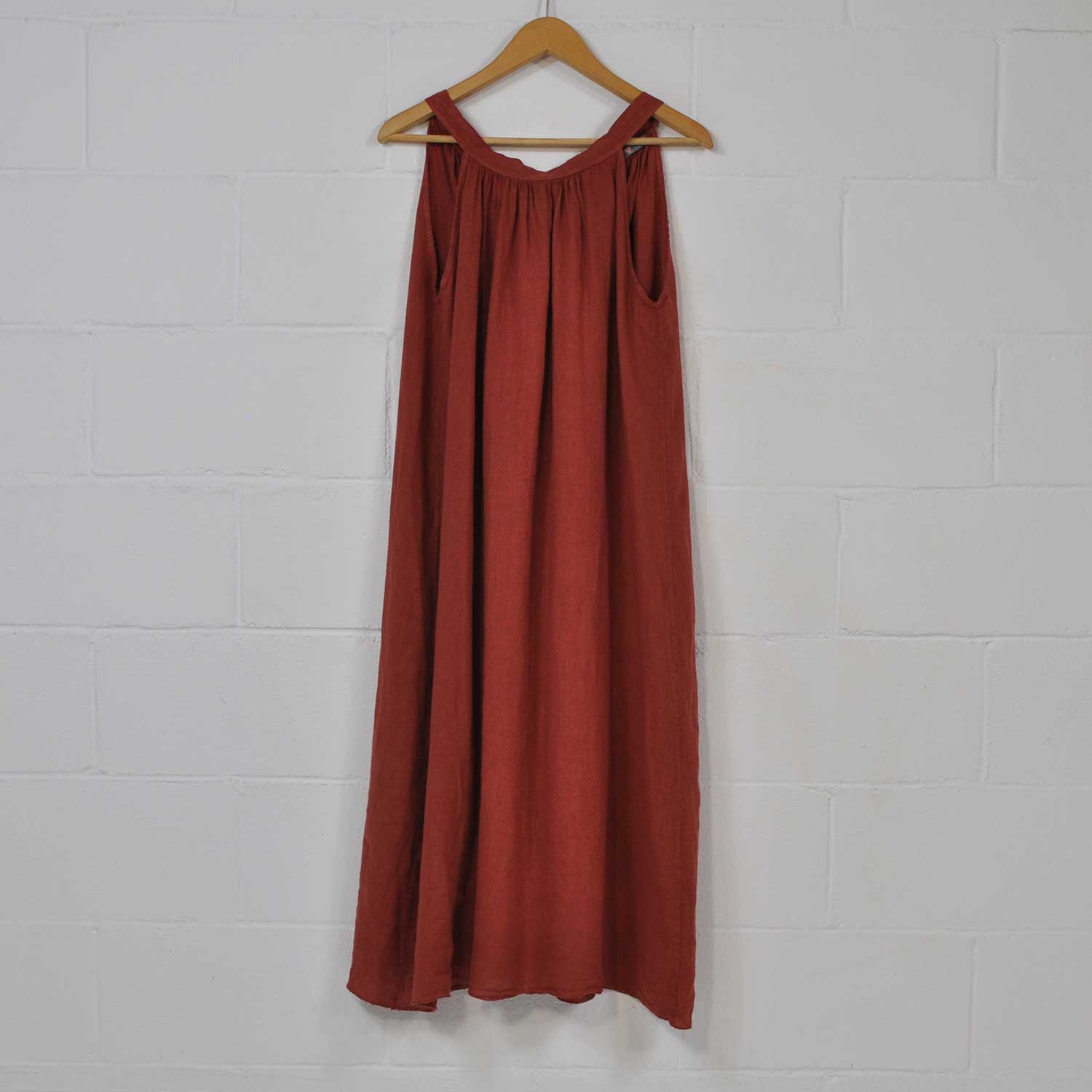 Red halter dress