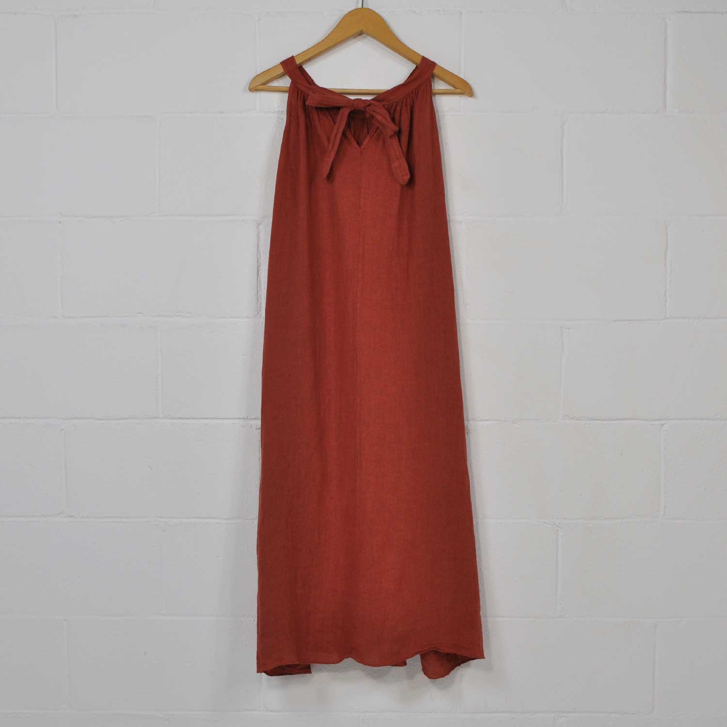 Red halter dress