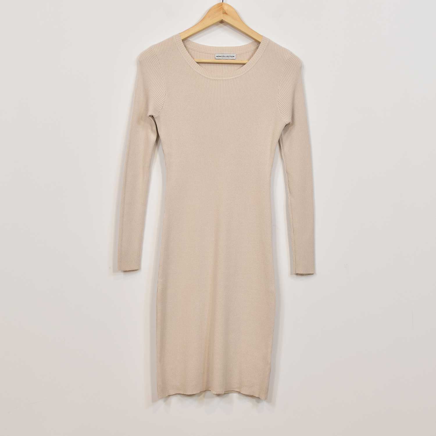 Beige ribbed dress