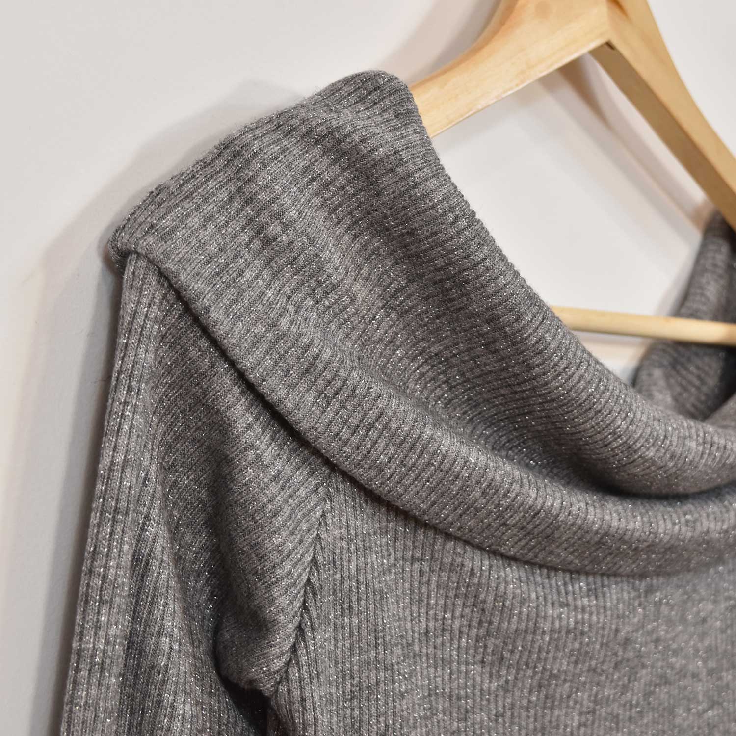 Grey shiny shoulders sweater