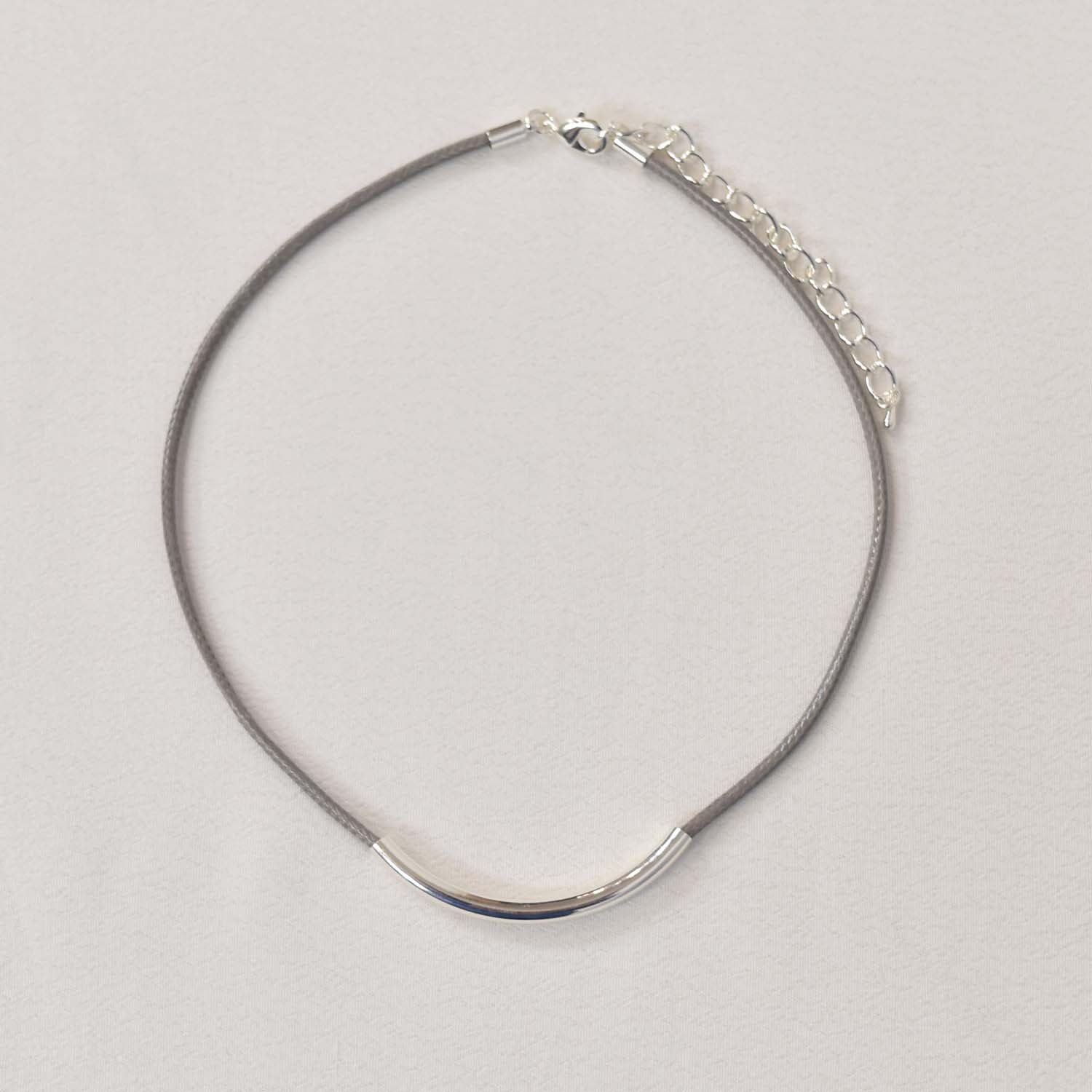 Waxed grey tube necklace
