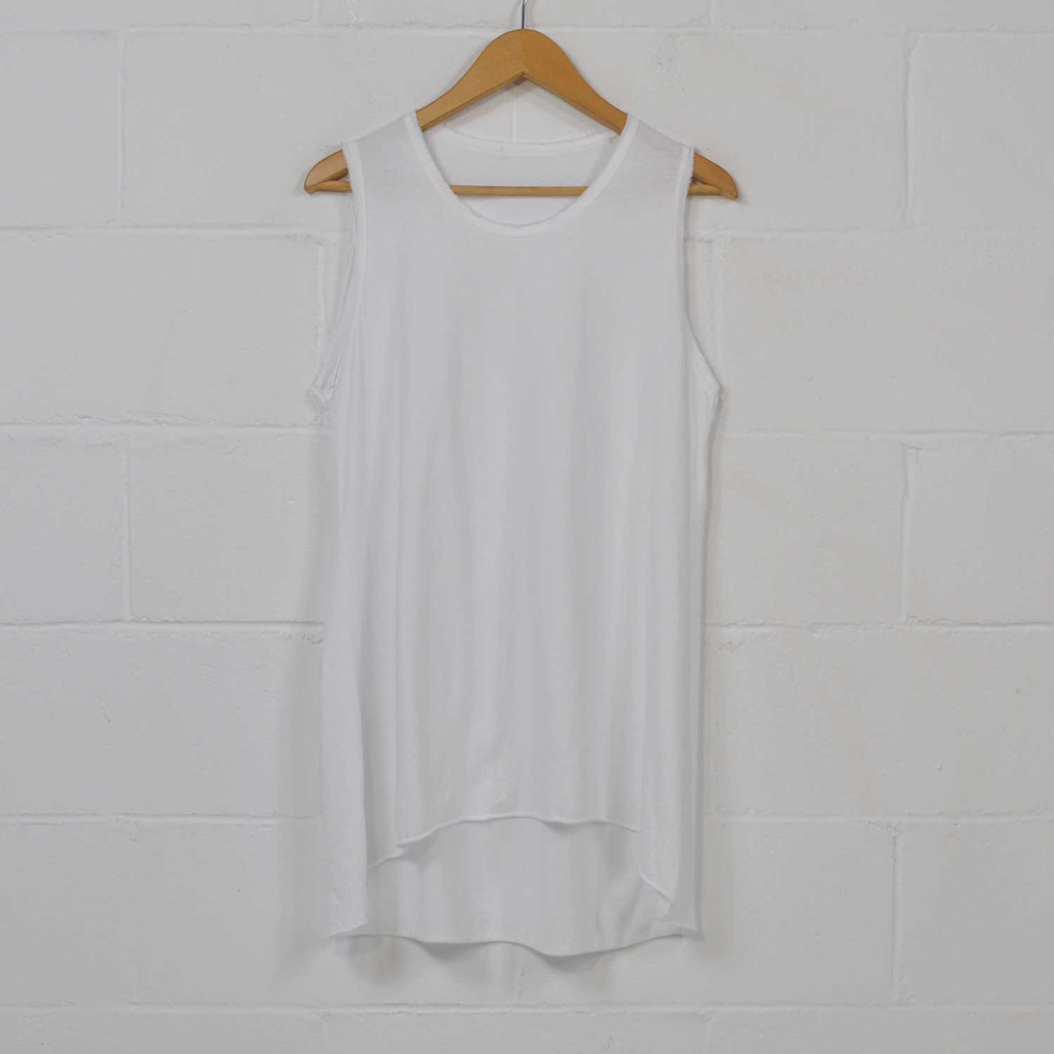 White frayed asymmetric T-shirt