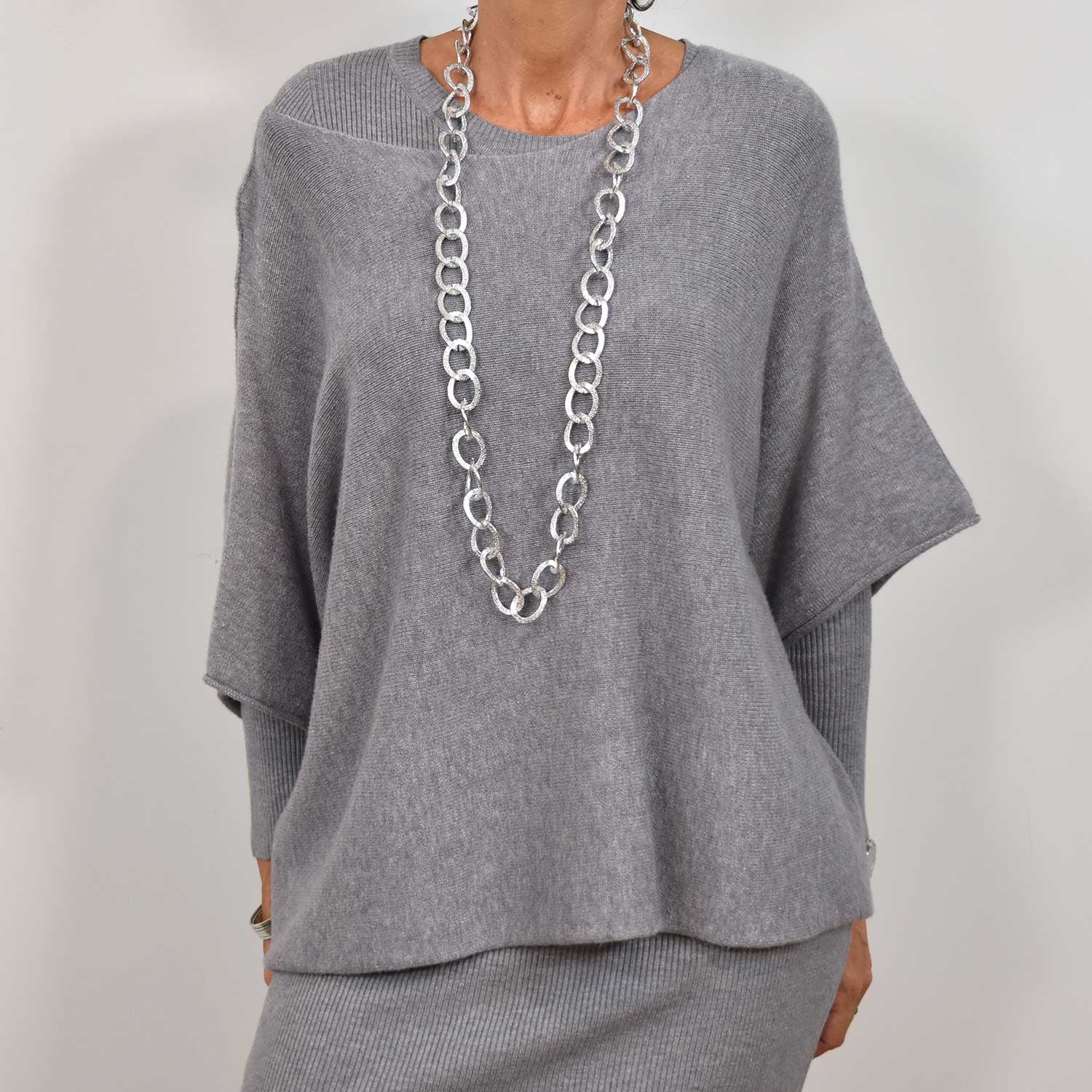 Grey sweater poncho