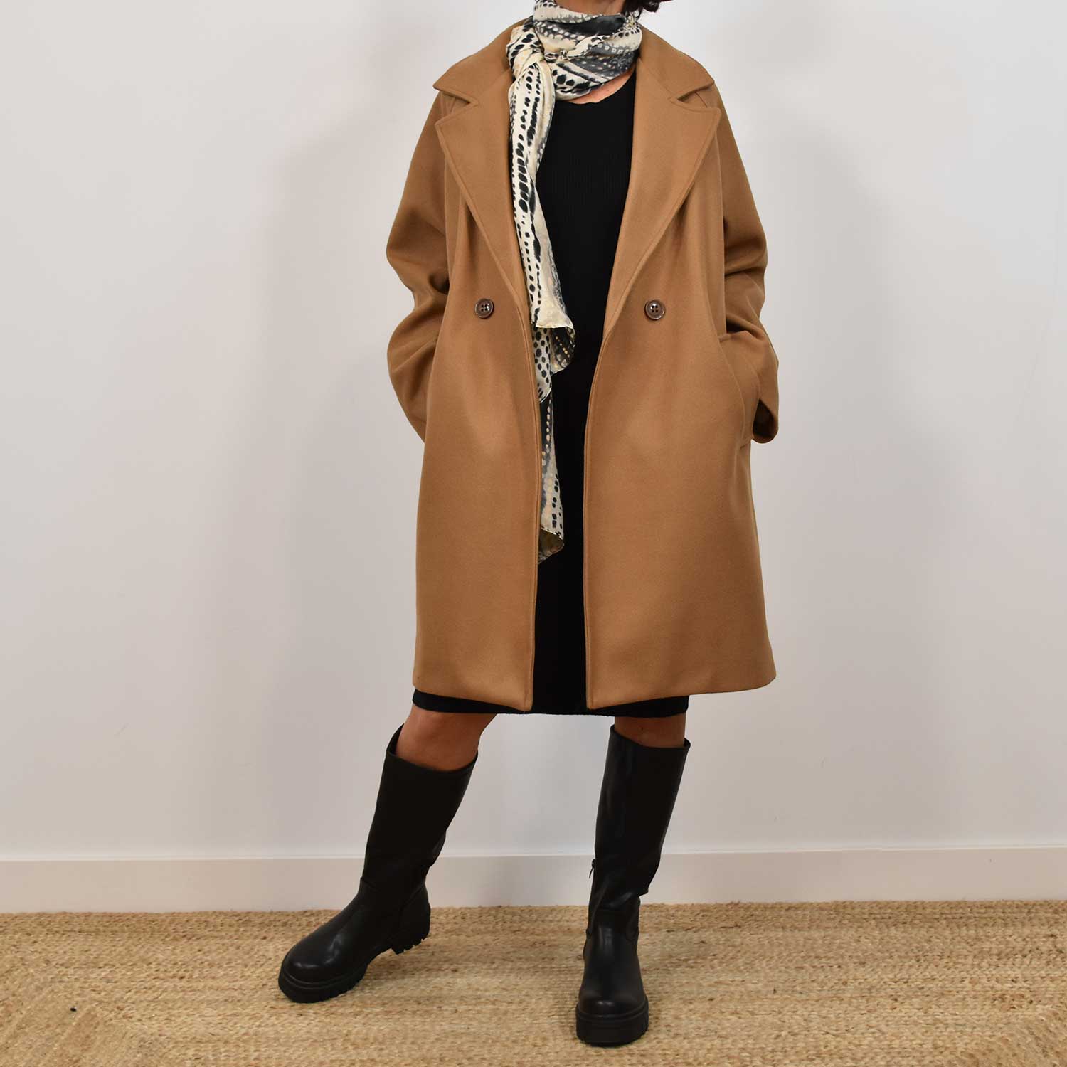 Manteau croisé camel