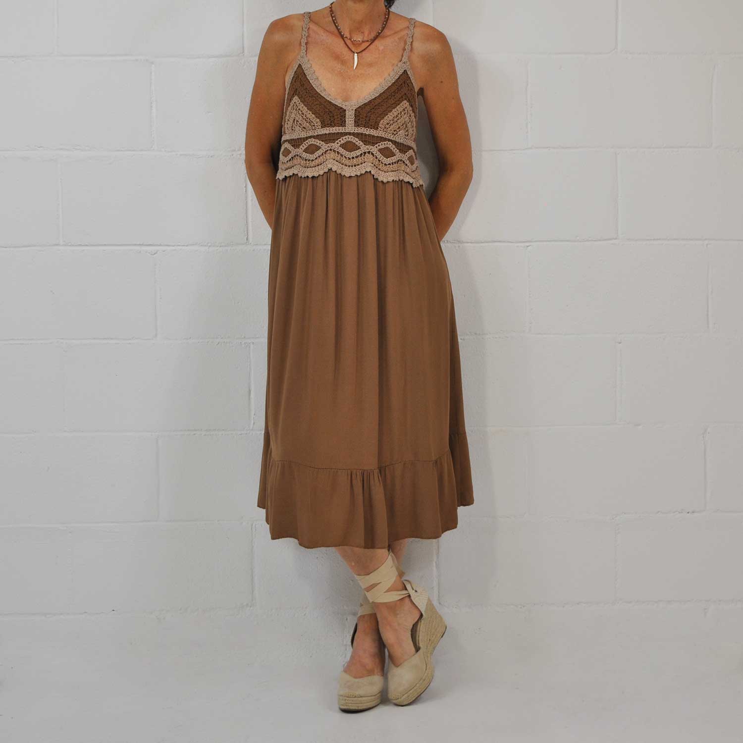 Brown crochet dress