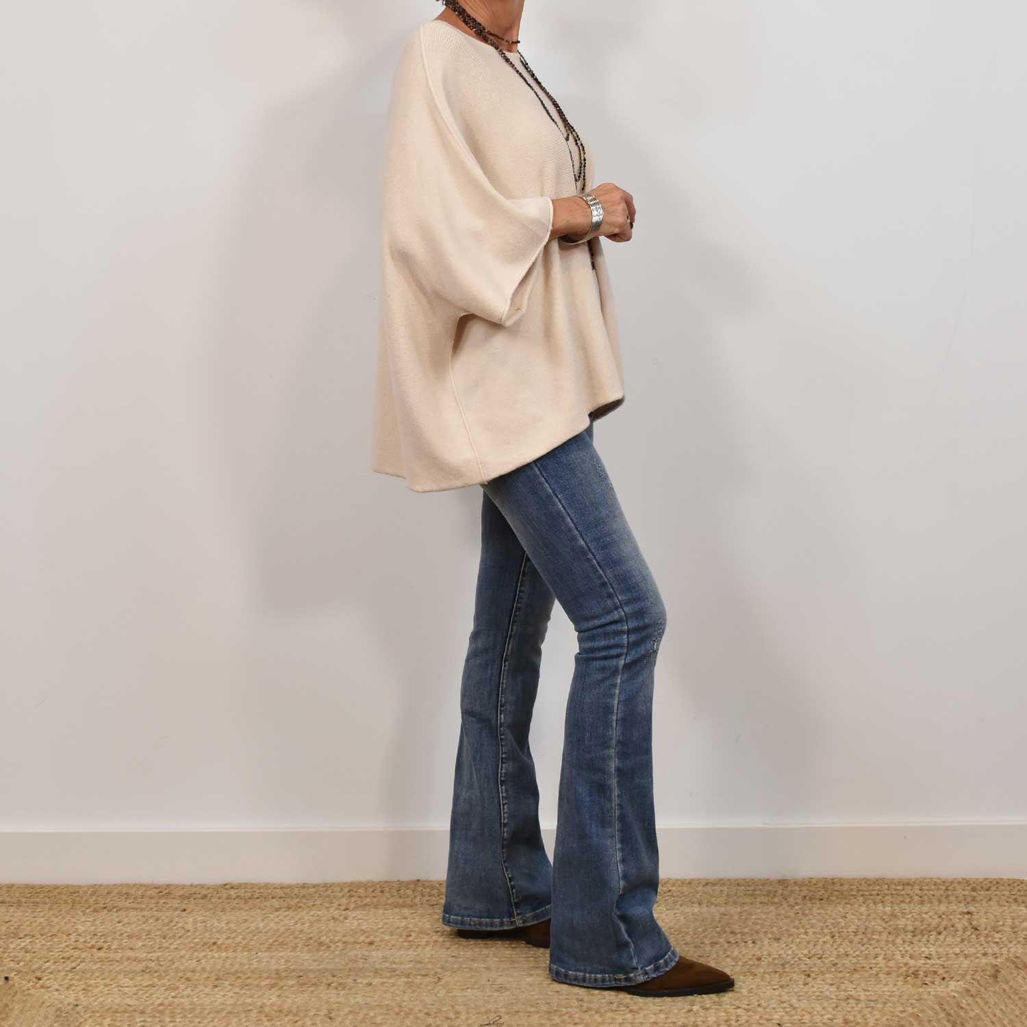 Jersey poncho beige