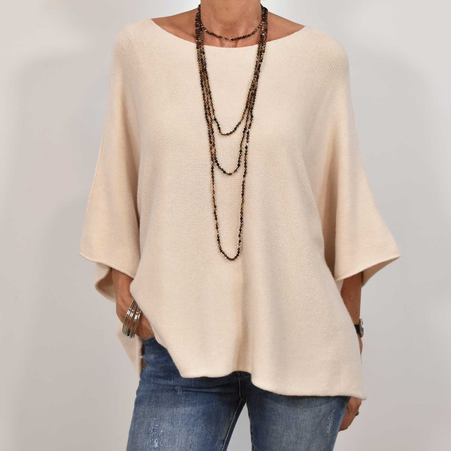 Pull poncho beige